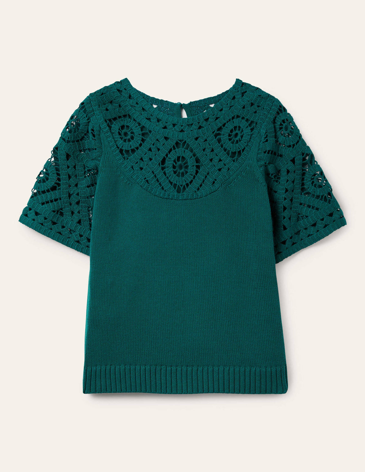 Strick-T-Shirt mit Häkeldetails-Chesapeake Bay/Grün-7
