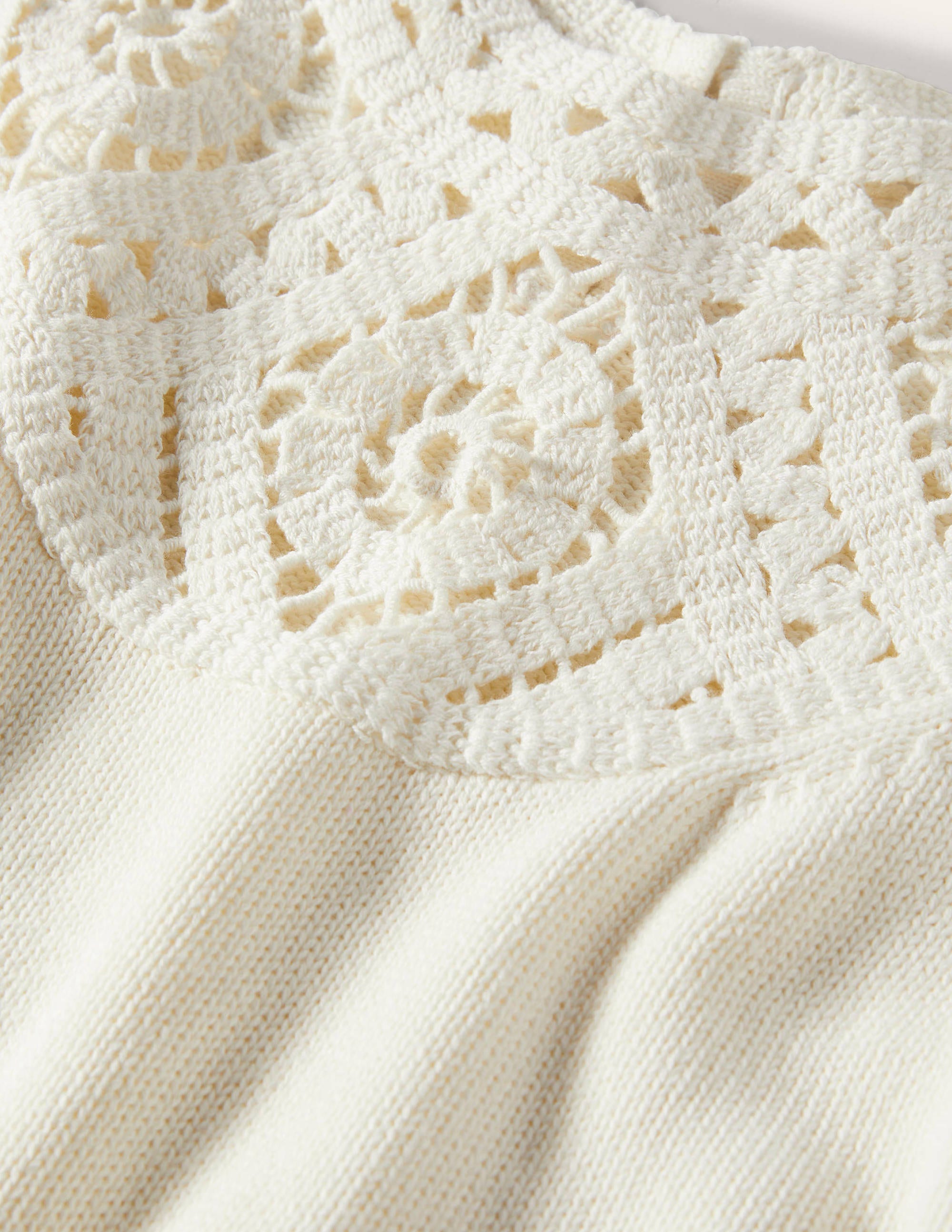 Strick-T-Shirt mit Häkeldetails-Naturweiß - Image 6