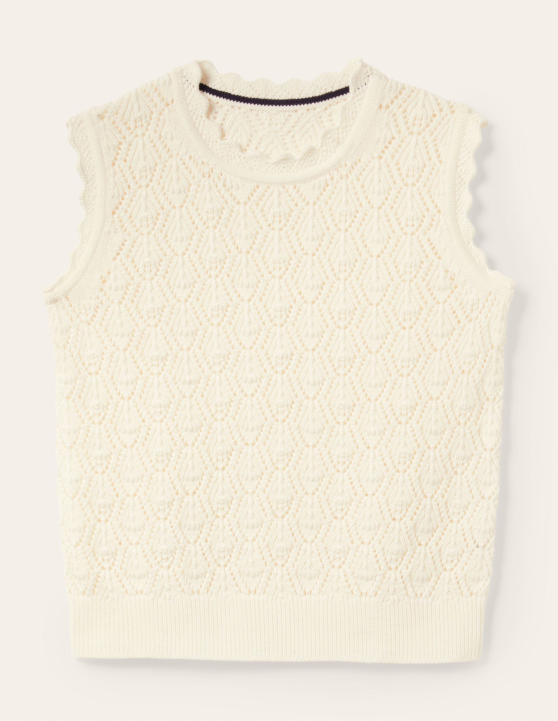 Débardeur en maille crochetée festonnée-Ivoire-6