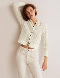 Gilet en crochet festonné-Ivoire