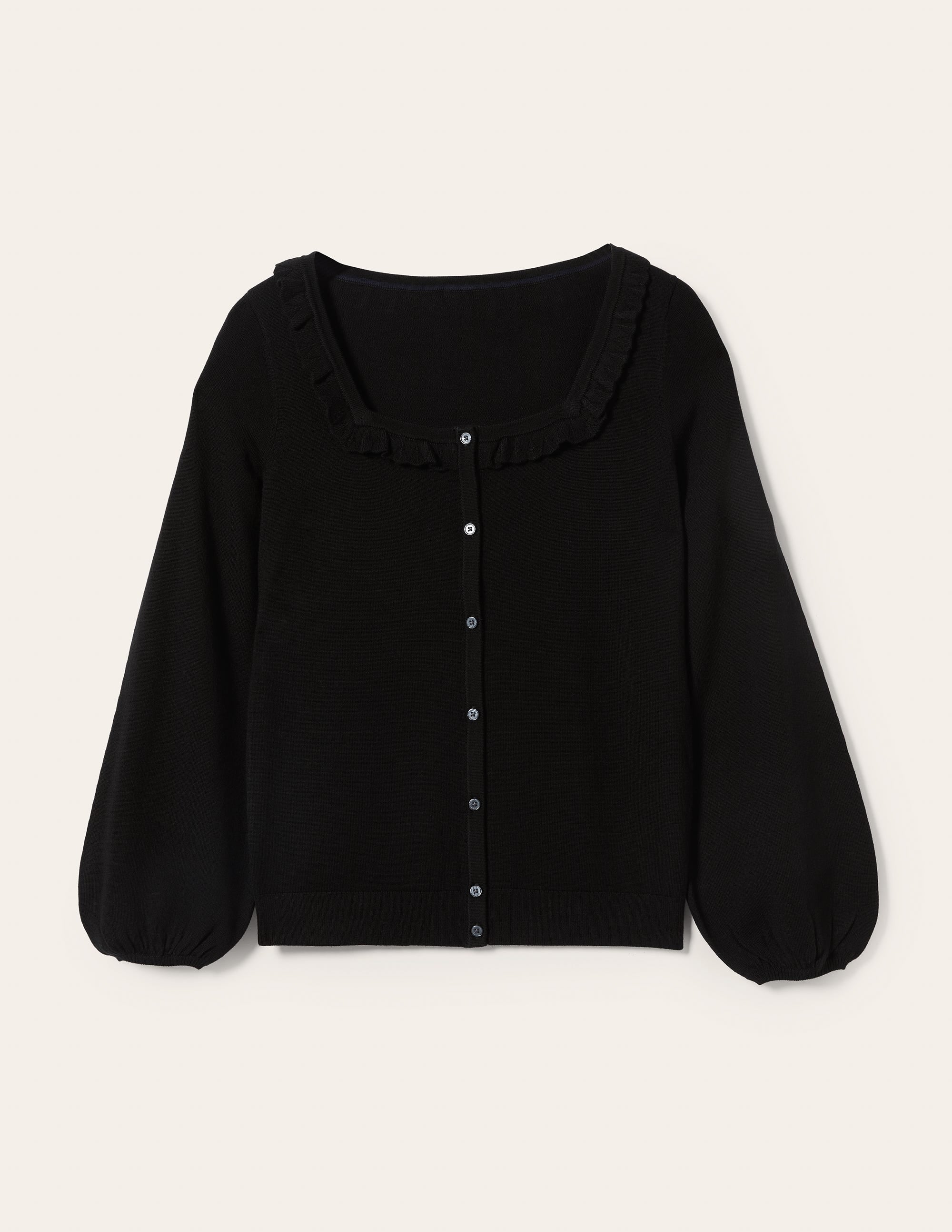 Merinocardigan mit eckigem Ausschnitt-Schwarz - Image 10