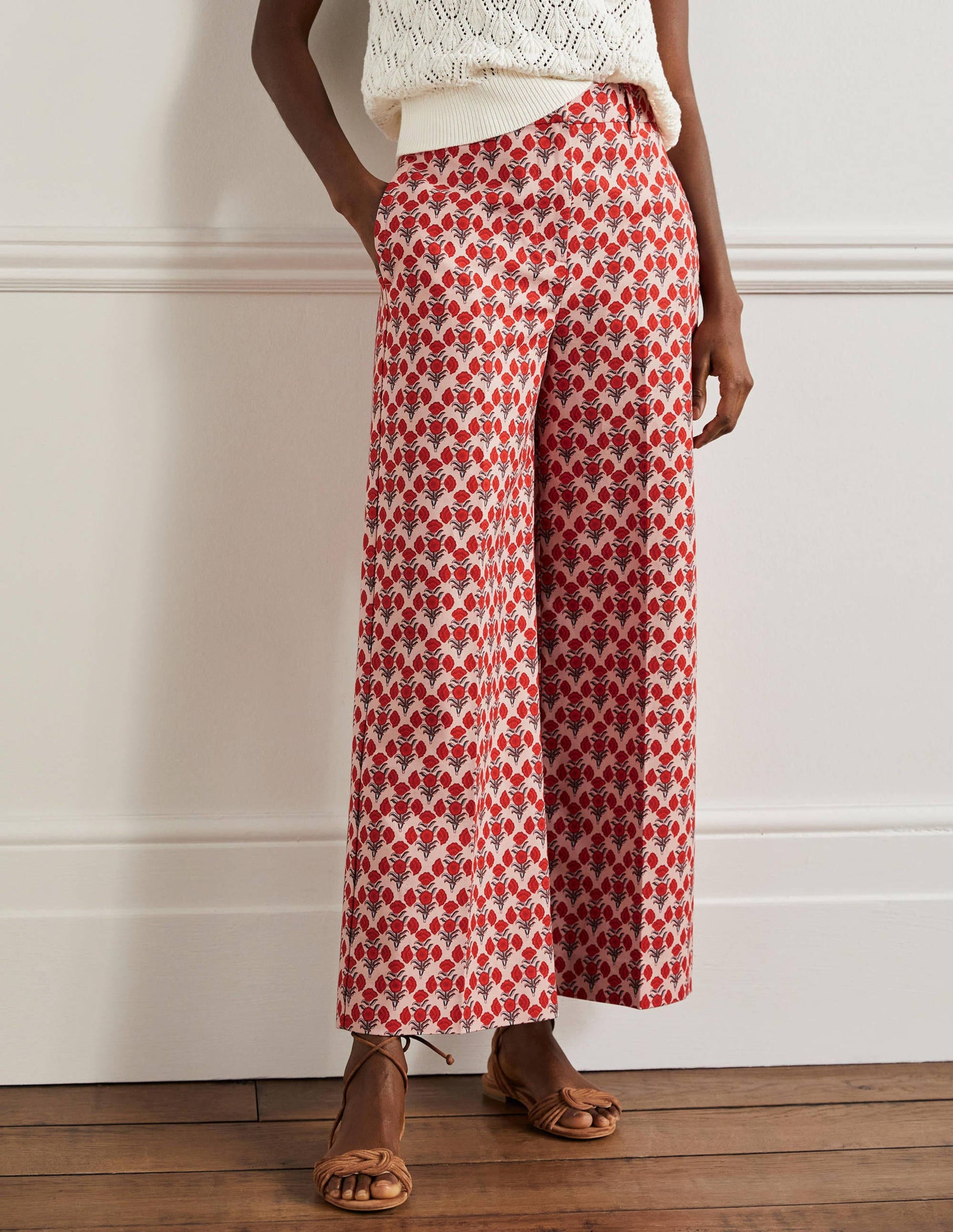 Richmond Hose mit hoher Taille-Milchshake, Geometrisches Blumenmuster-4