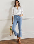 Jean court évasé-Broderie vintage clair