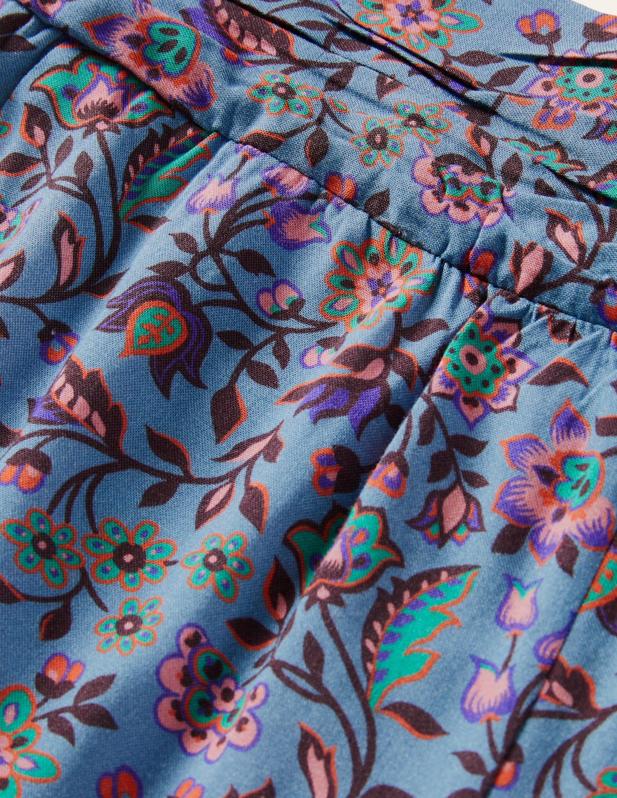 Short à ceinture froncée-Bleu ancien, motif Oriental Meadow - Image 5