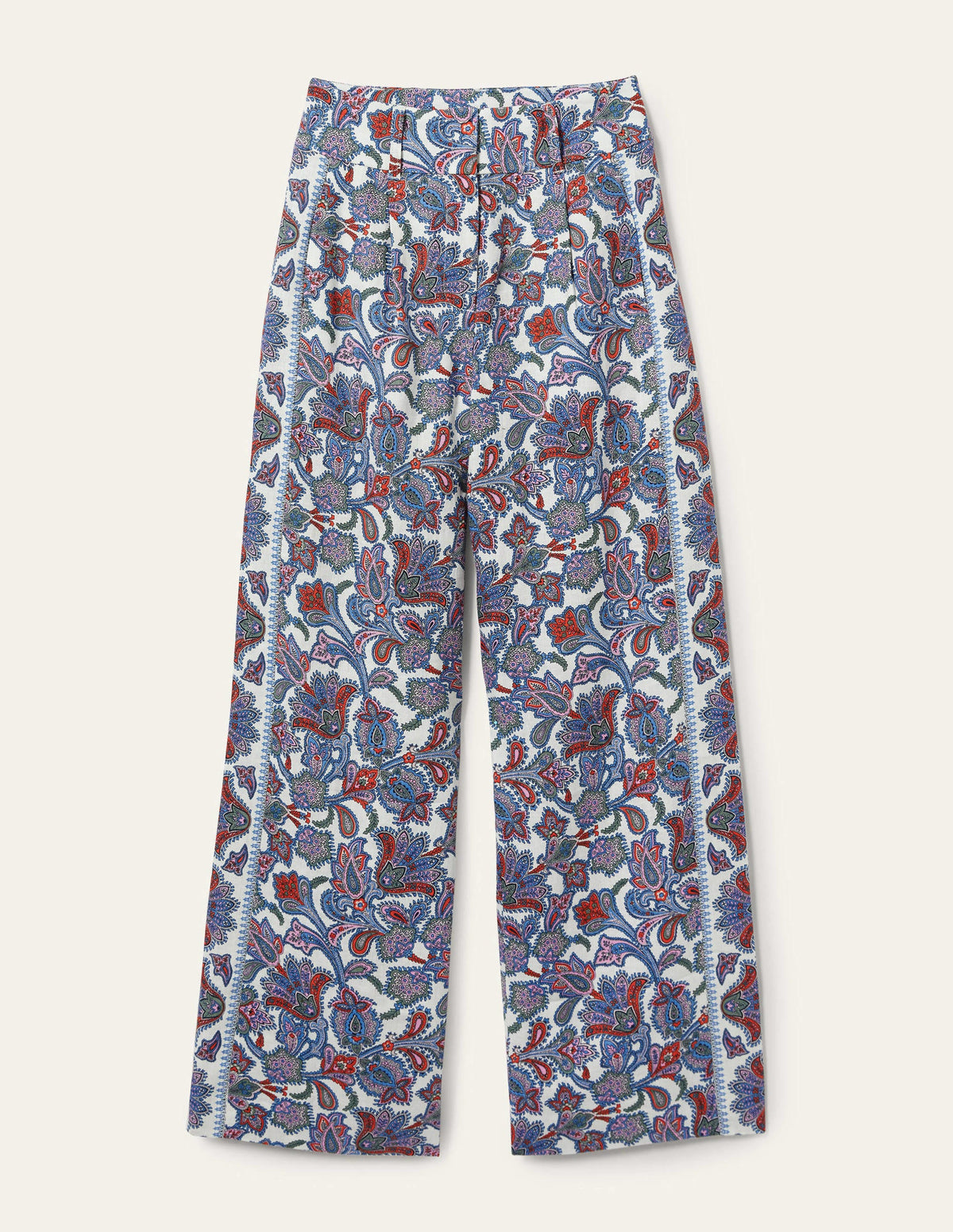 Leinenhose mit weitem Bein-Bunt, Paisley-Knospen - Image 5