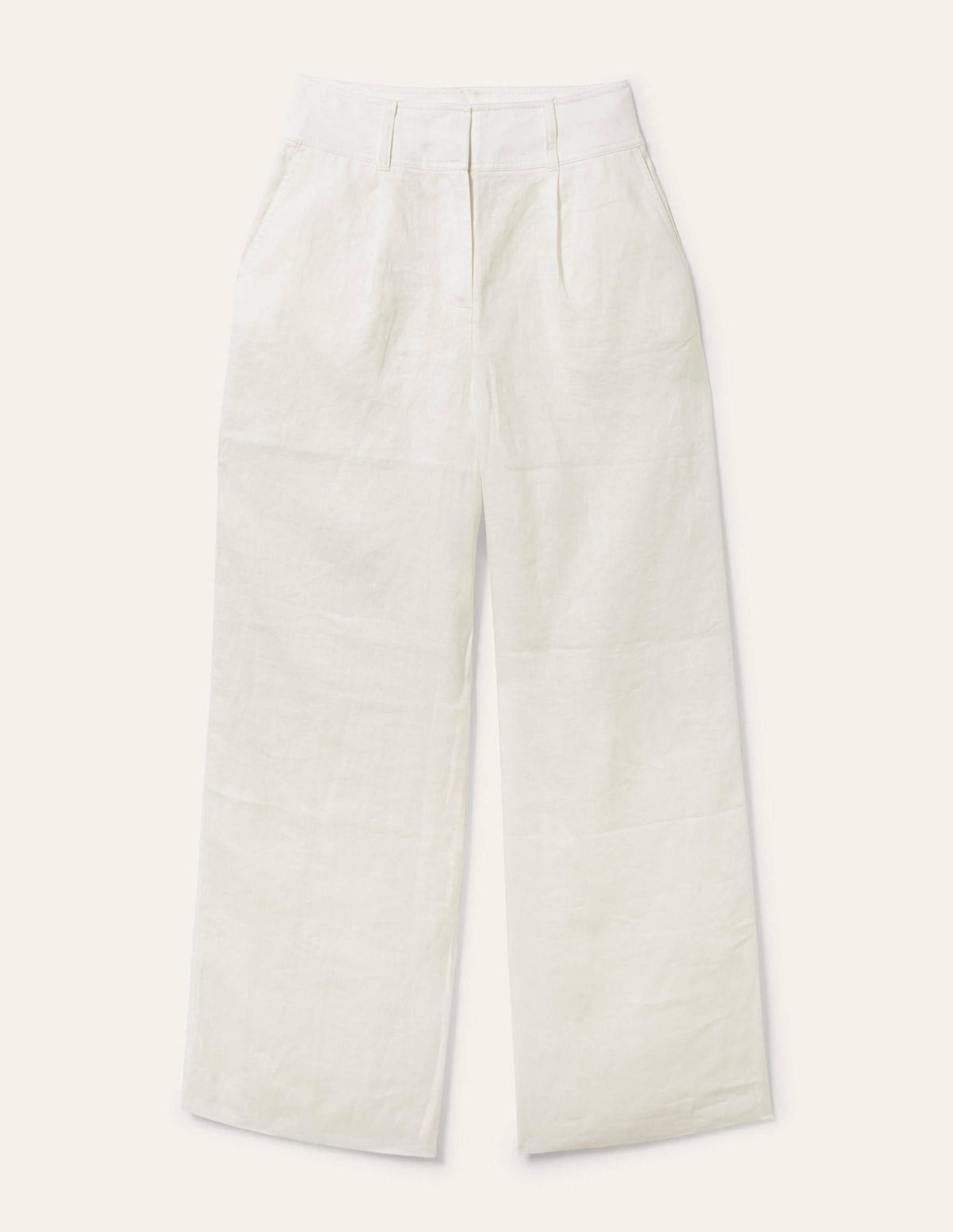 Pantalon large en lin-Blanc - Image 7