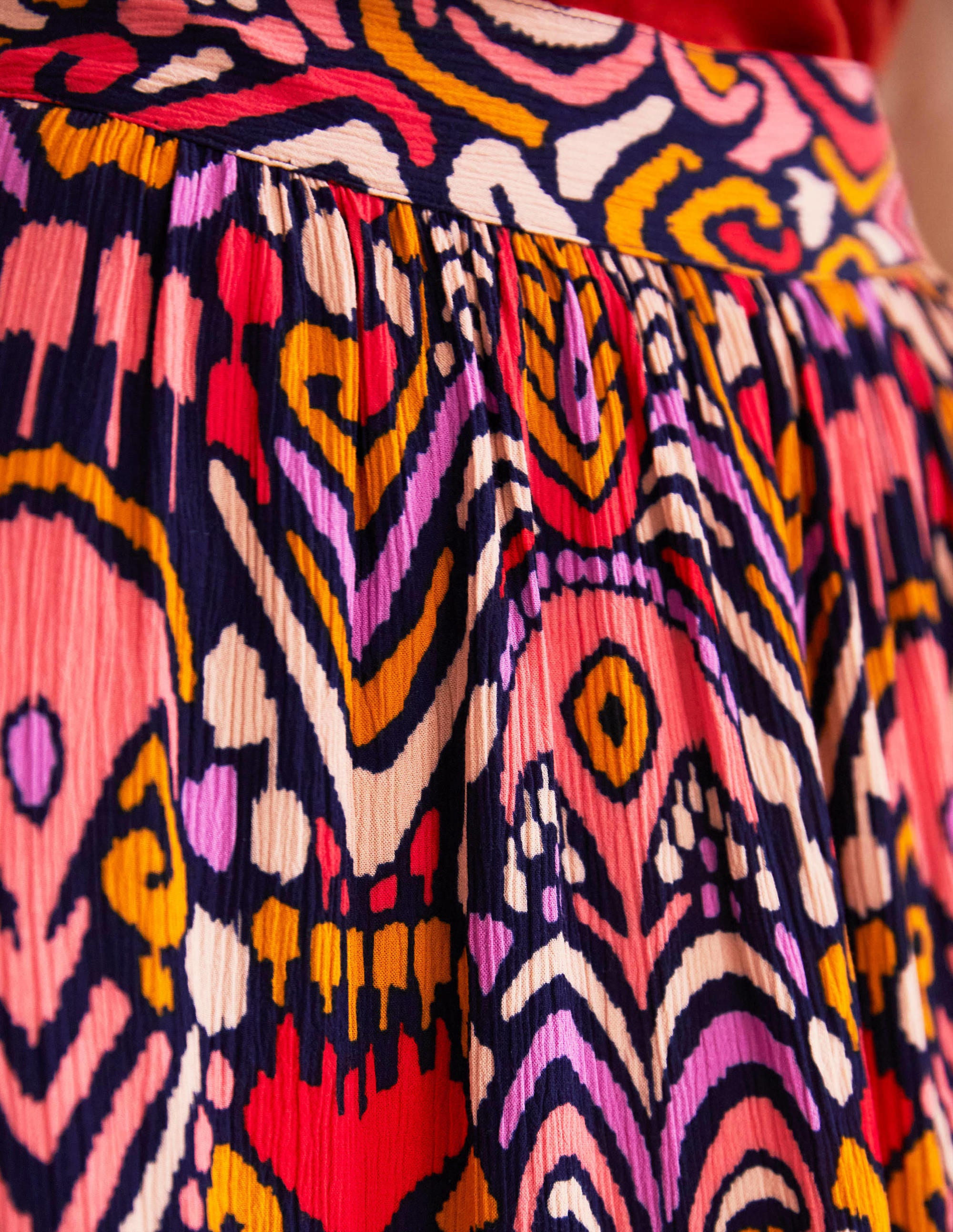 Grace Crinkle Mini Skirt-French Navy, Ikat Charm - Image 5