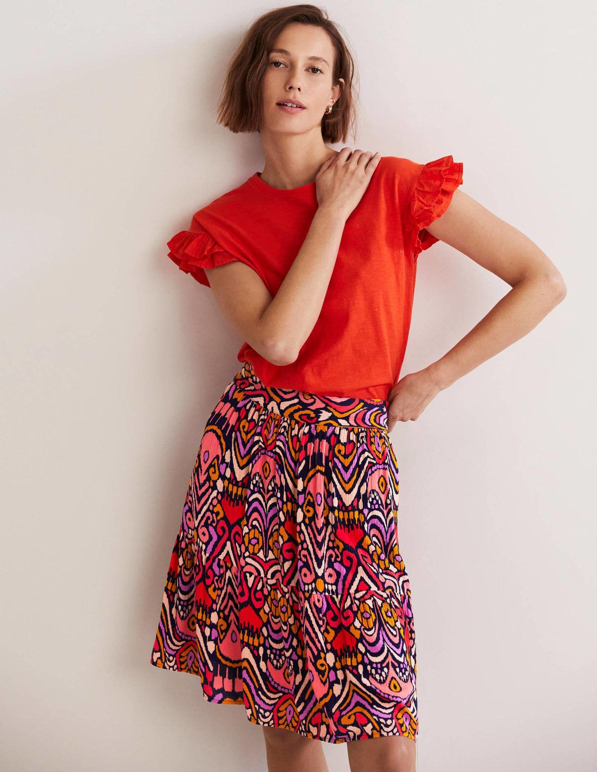 Grace Crinkle Mini Skirt-French Navy, Ikat Charm-1