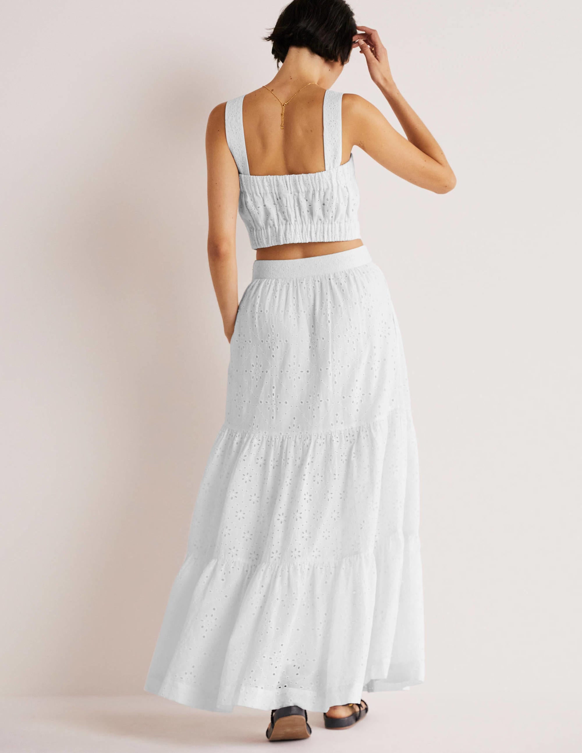 Jupe longue Hazel en broderie anglaise-Blanc, broderie anglaise - Image 3