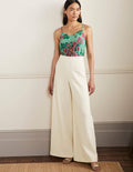 High Waisted Palazzo Trousers-Ivory
