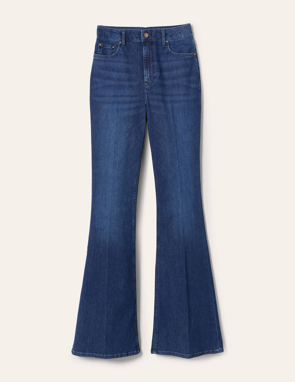 Anliegende Jeans mit Schlag und hohem Schnitt-Mittleres Vintageblau - Image 5