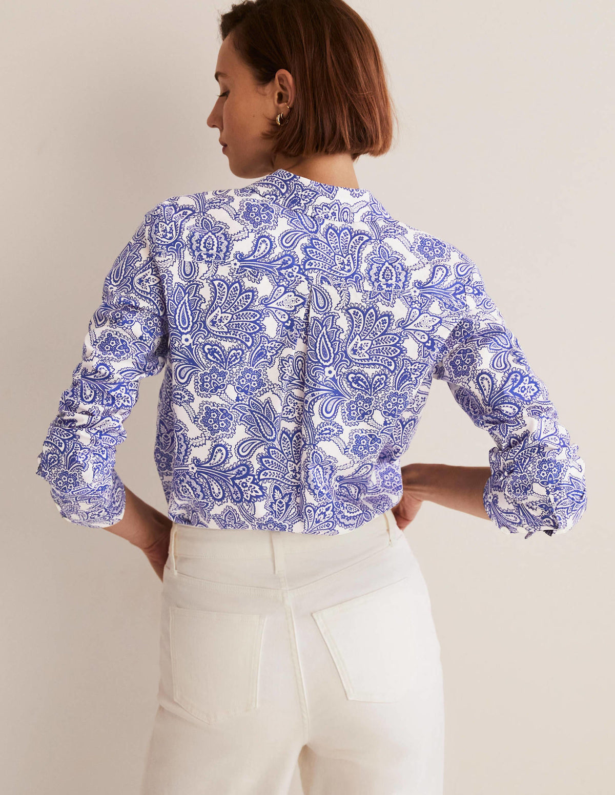 Klassisches Baumwollhemd-Meeresblau, Paisley-Knospen - Image 3