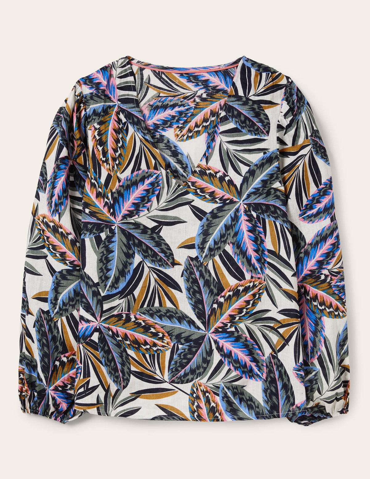 Top col V en lin-Multi, motif Exotic Leaves - Image 5