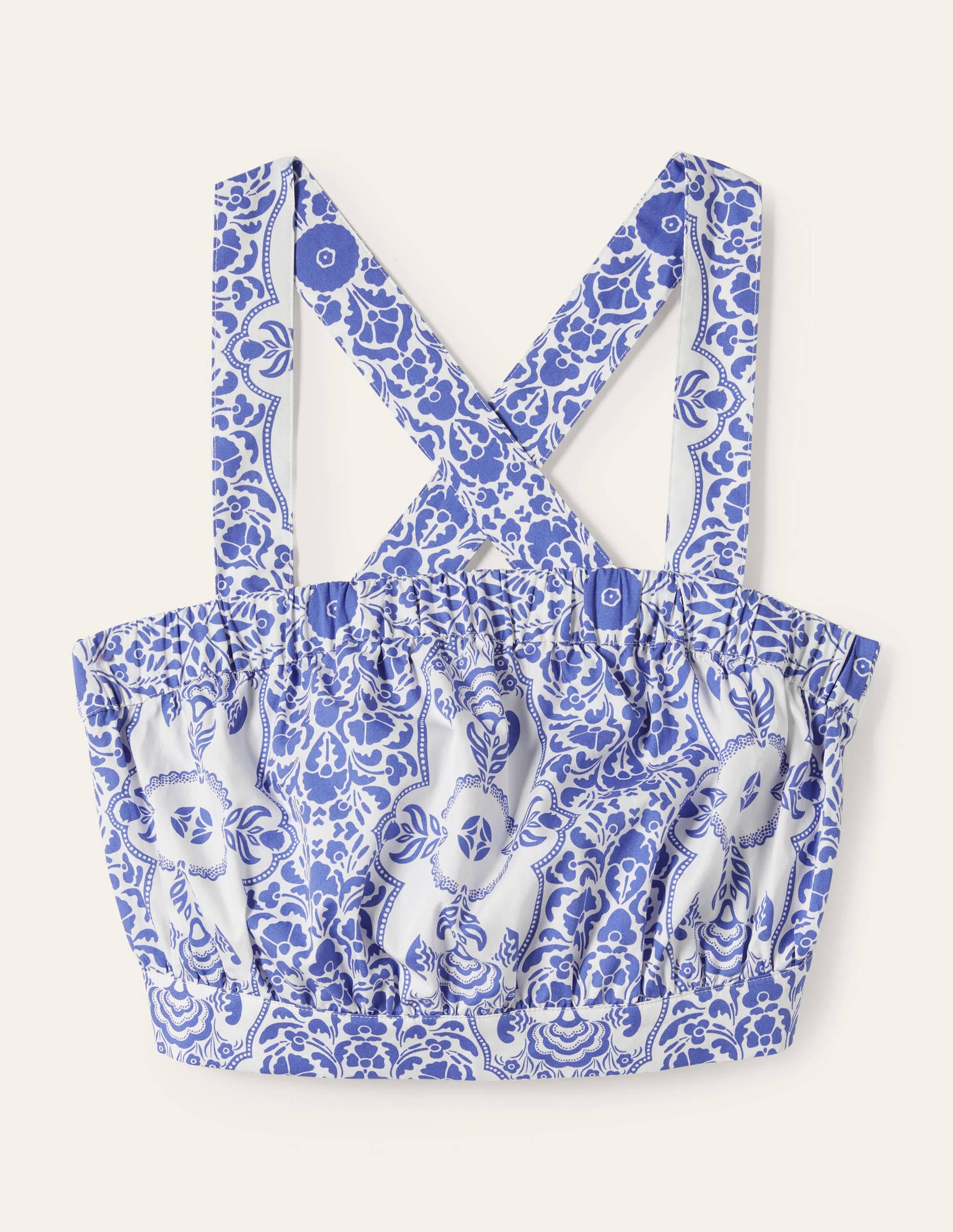 Kurz geschnittenes Baumwolltop-Glockenblumenblau, Blumenmuster - Image 6