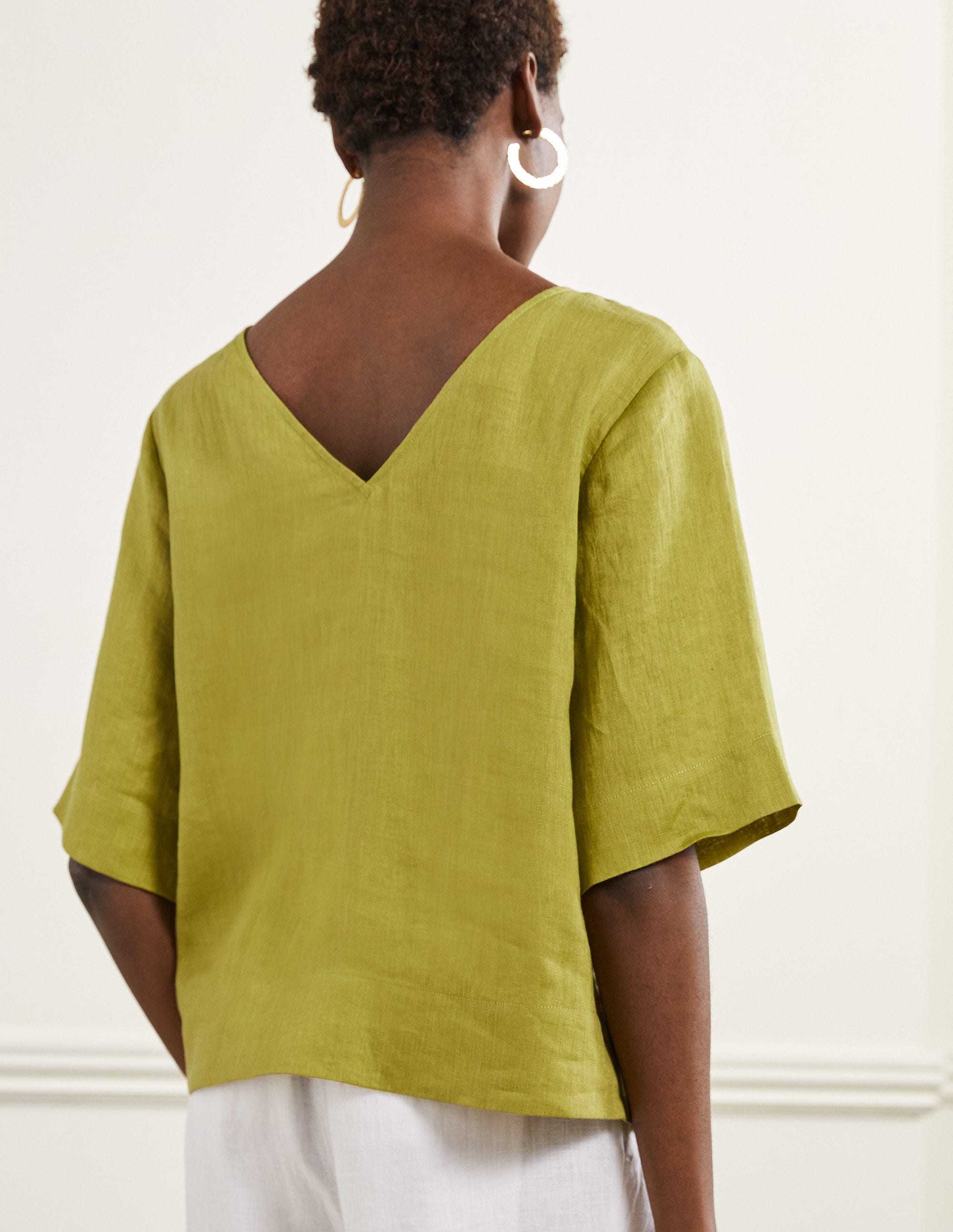 Linen Wide Sleeve Top-Starfruit Green - Image 7