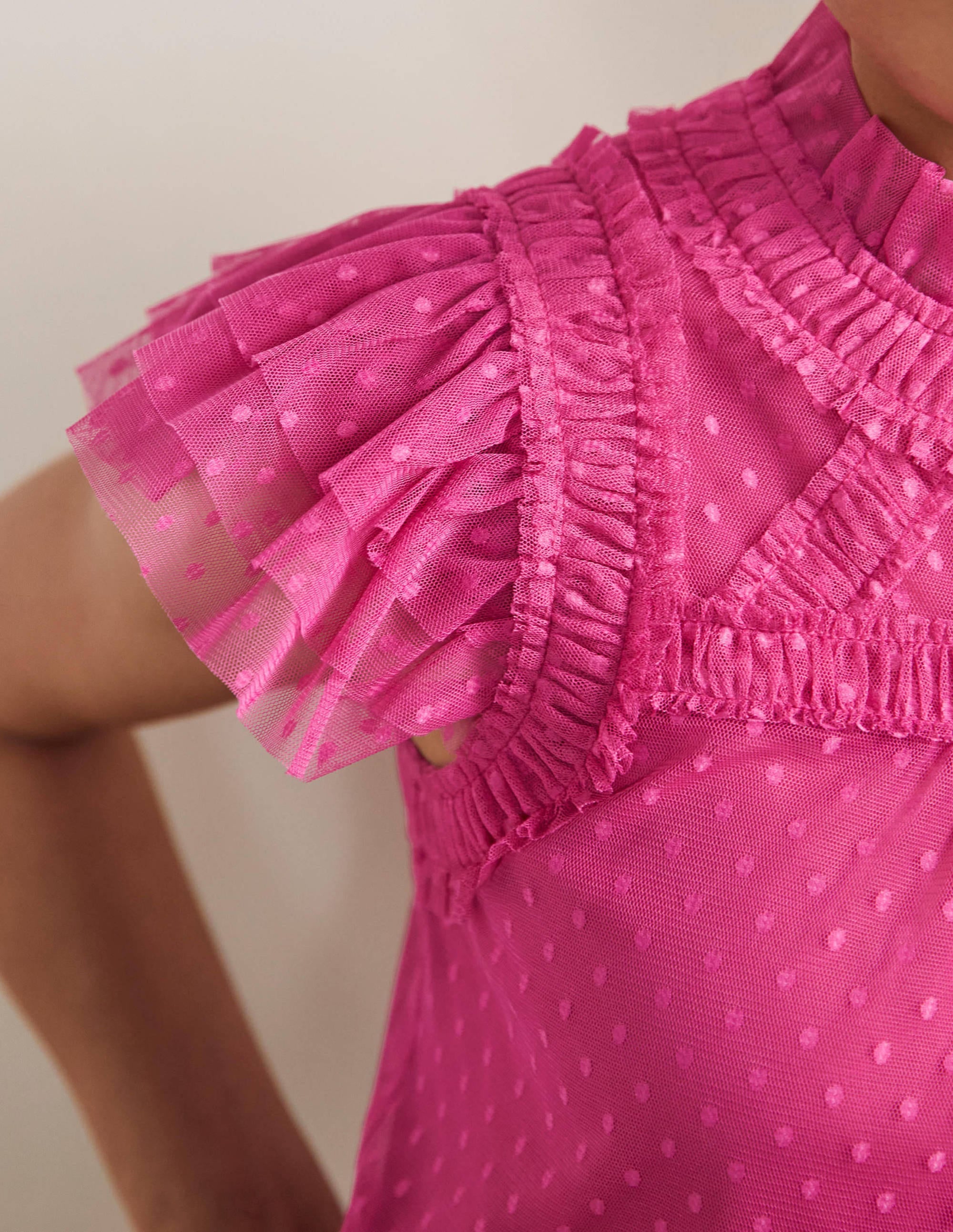 Edie Ärmelloses Tülloberteil-Pink - Image 2