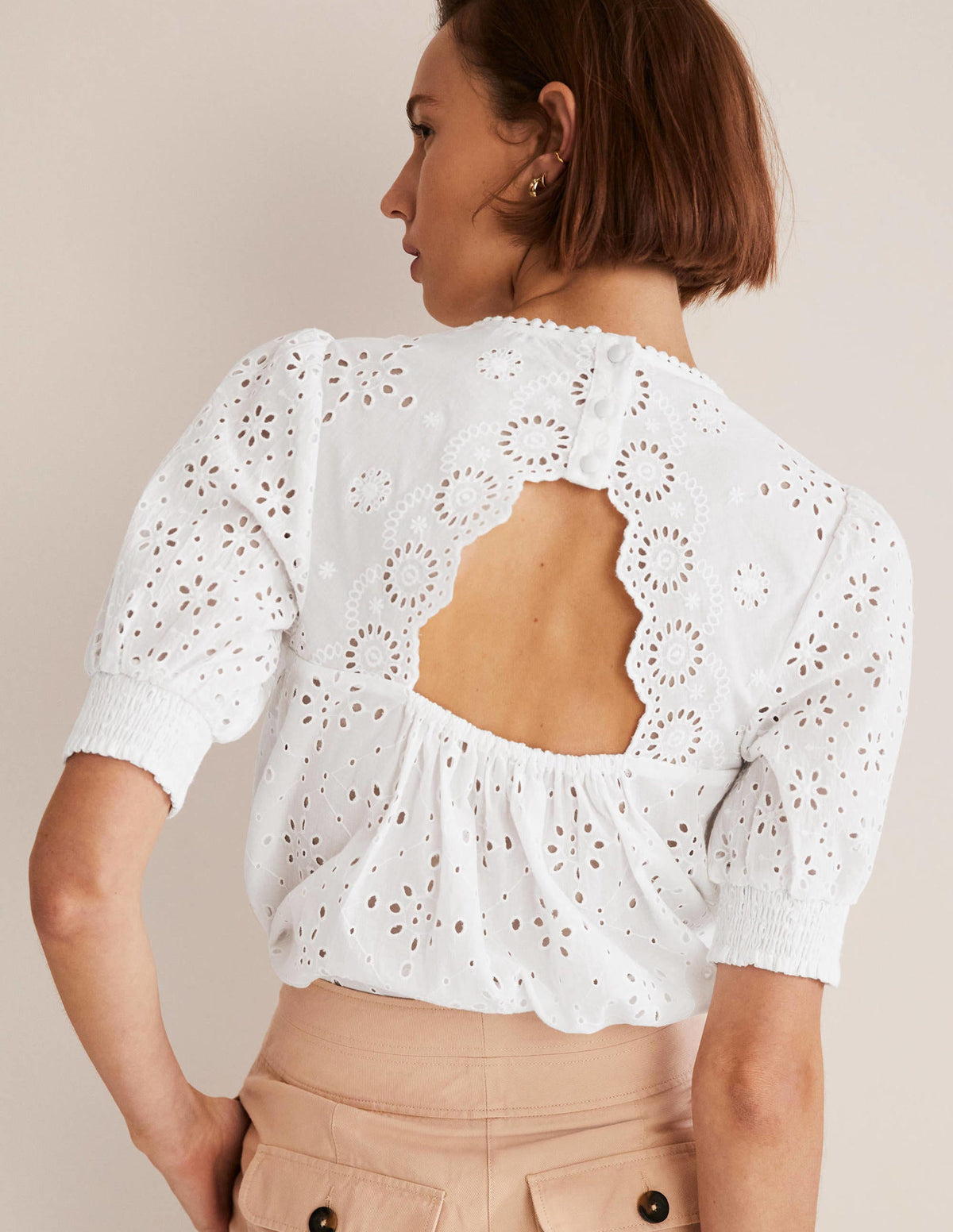 Top en broderie anglaise avec découpes-Blanc - Image 6