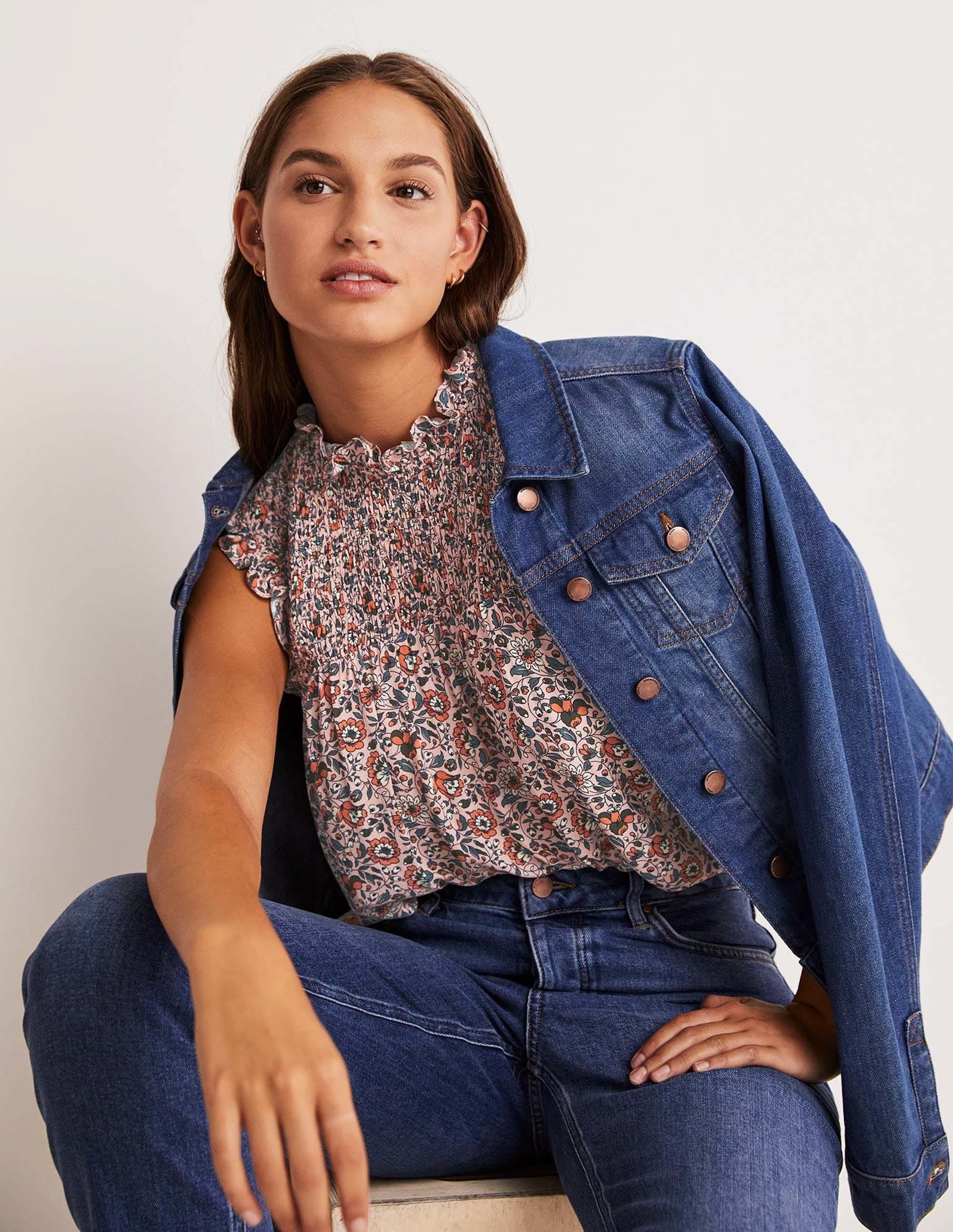 Sleeveless Smocked Top-Milkshake, Botanic Meadow - Image 8
