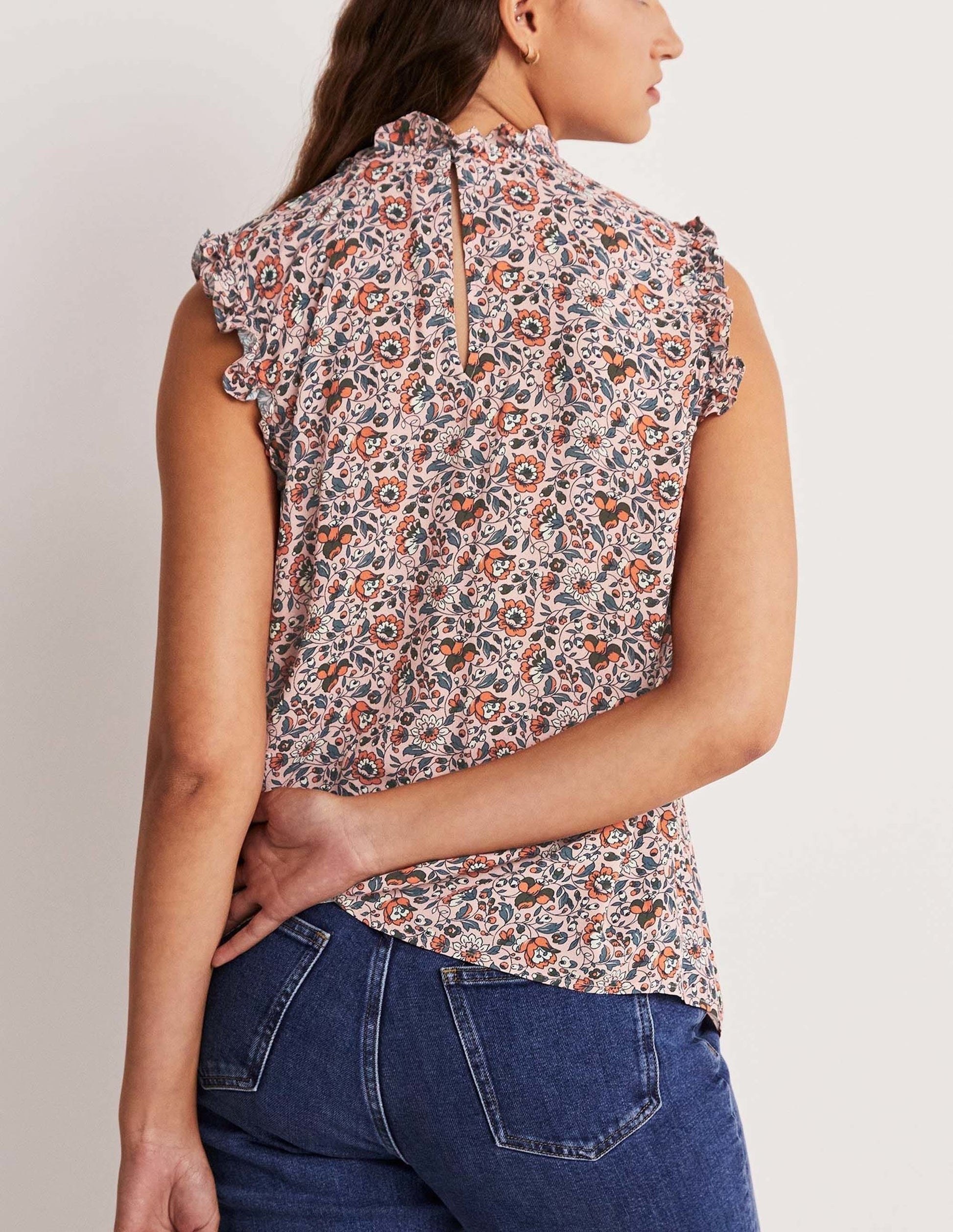 Sleeveless Smocked Top-Milkshake, Botanic Meadow-3