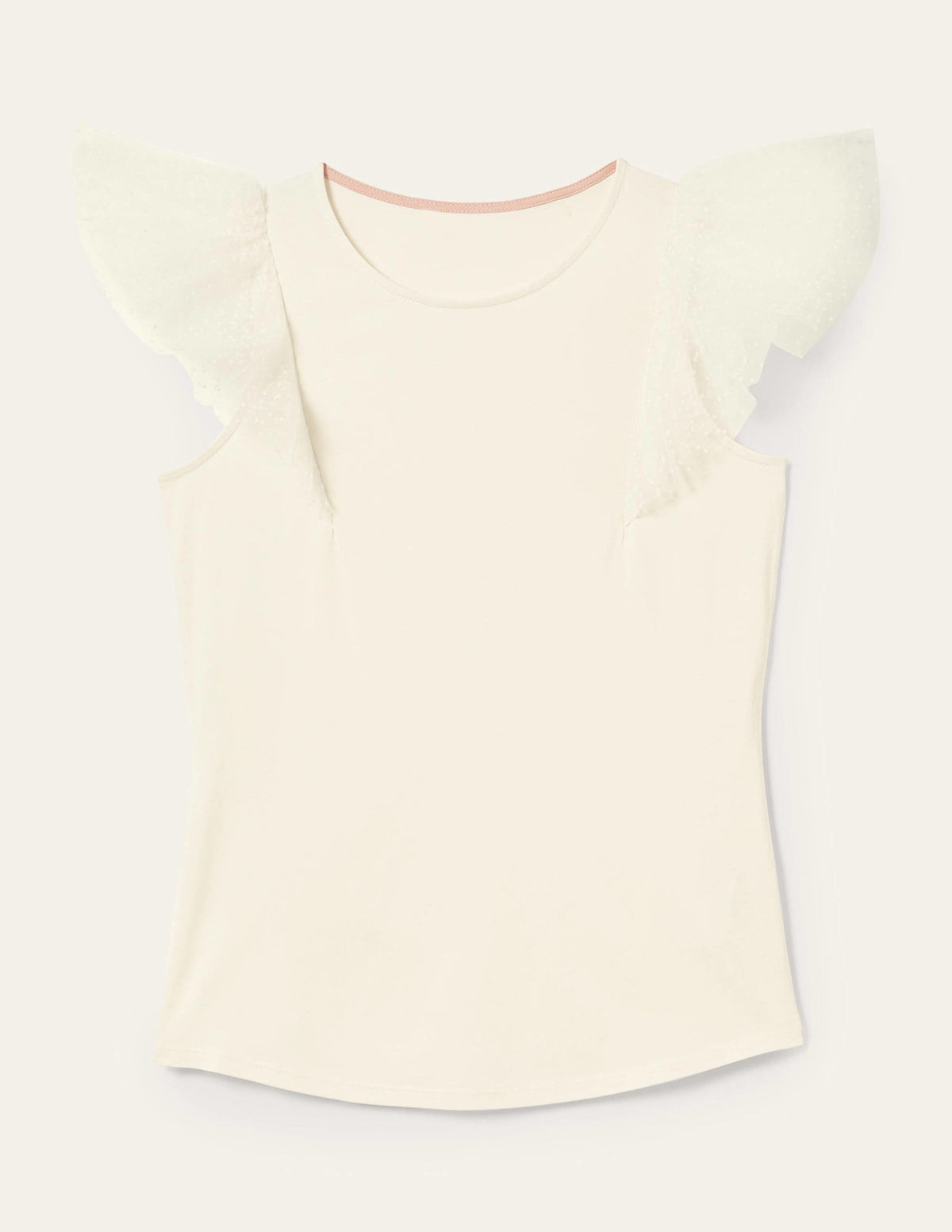 Tulle Shoulder Jersey Top-Ivory-4