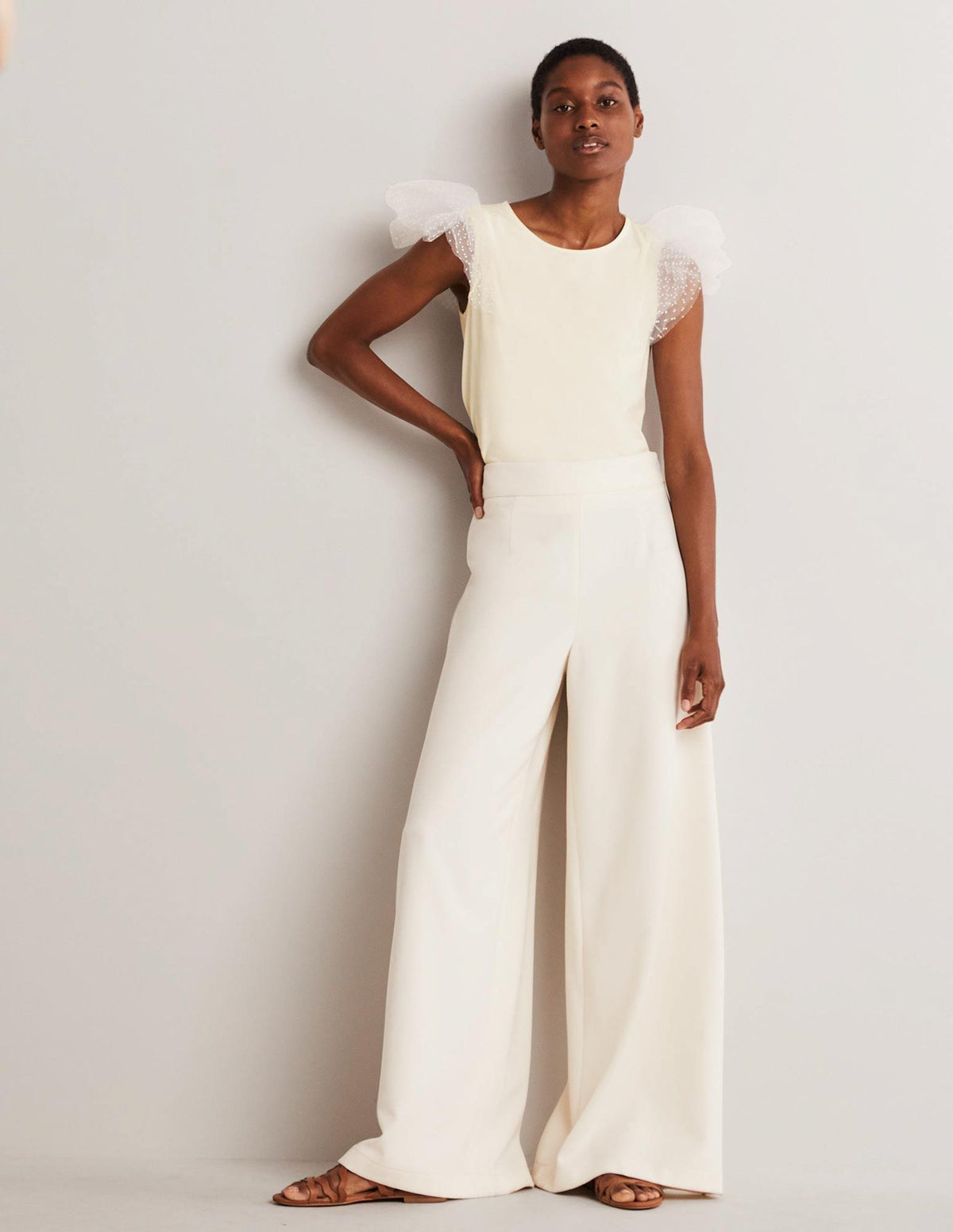 Tulle Shoulder Jersey Top-Ivory-3