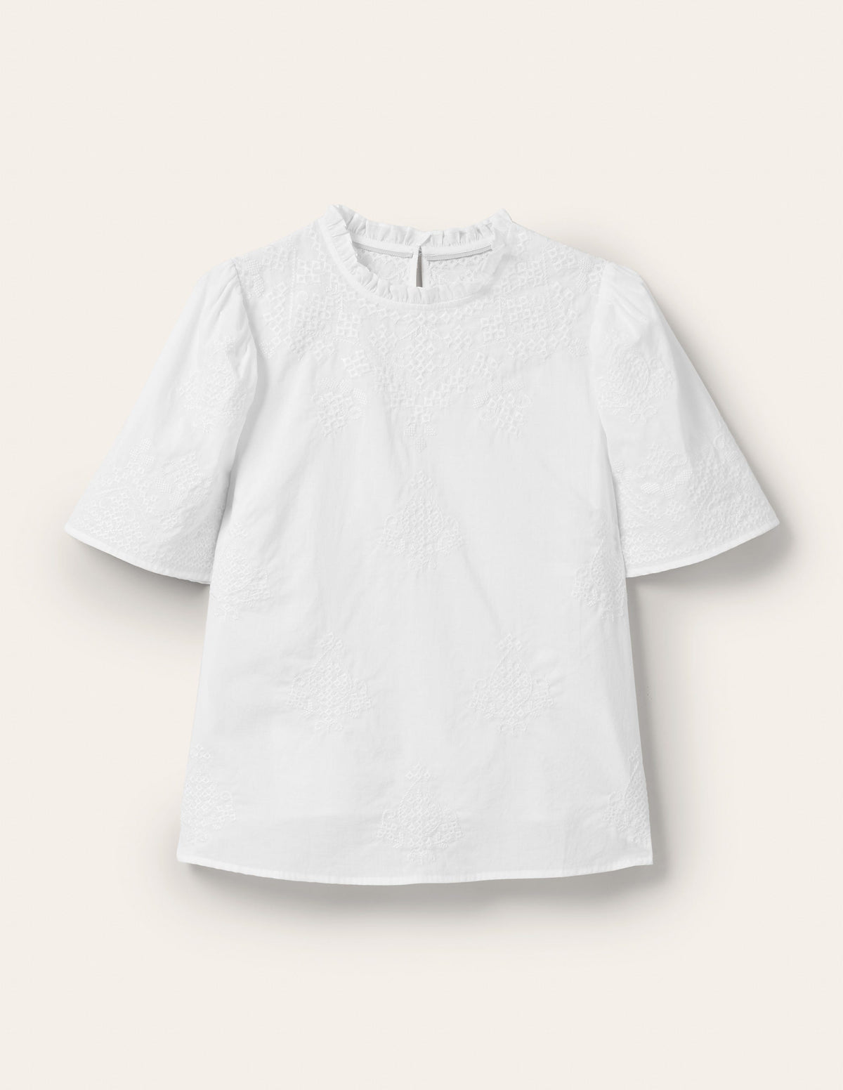Top brodé à manches volantées-Broderie blanche-7