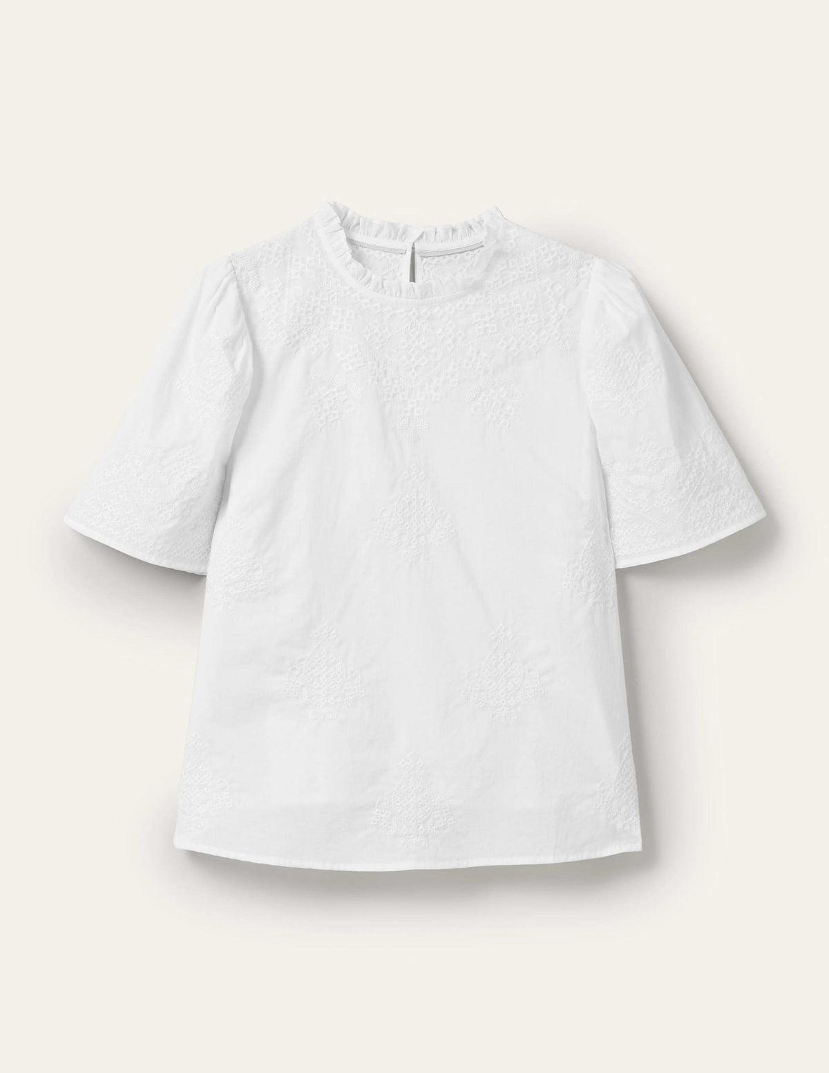Top brodé à manches volantées-Broderie blanche-8