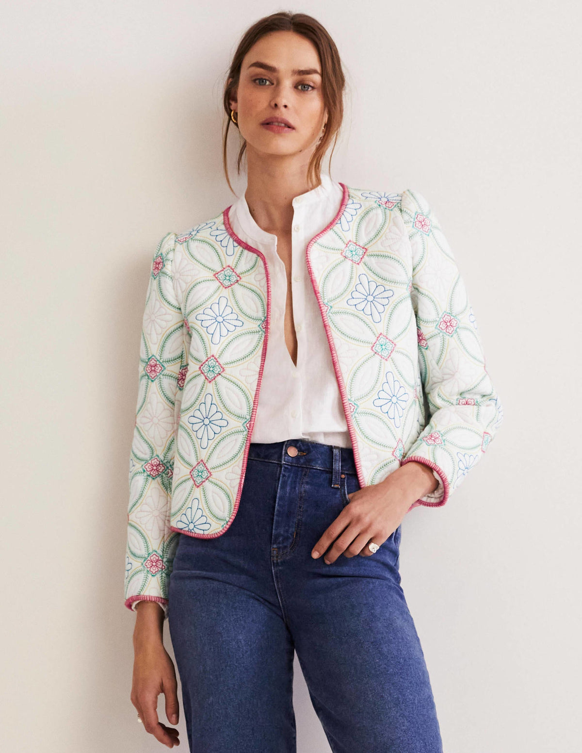 Veste matelassée brodée-Ivoire, matelassage multi-3