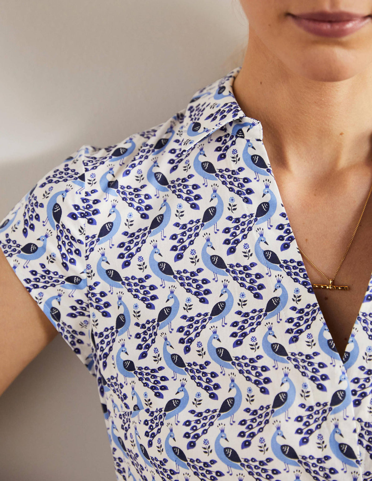 Short Sleeve Shirt Dress-Hyacinth, Paradise Peacock - Image 2