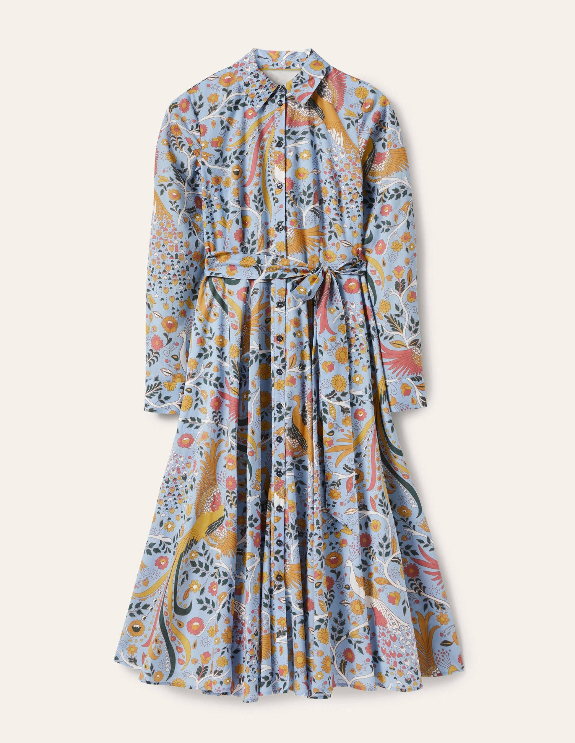 Kitty Midi-Hemdblusenkleid-Graublau, Bezaubernder Pfau-5