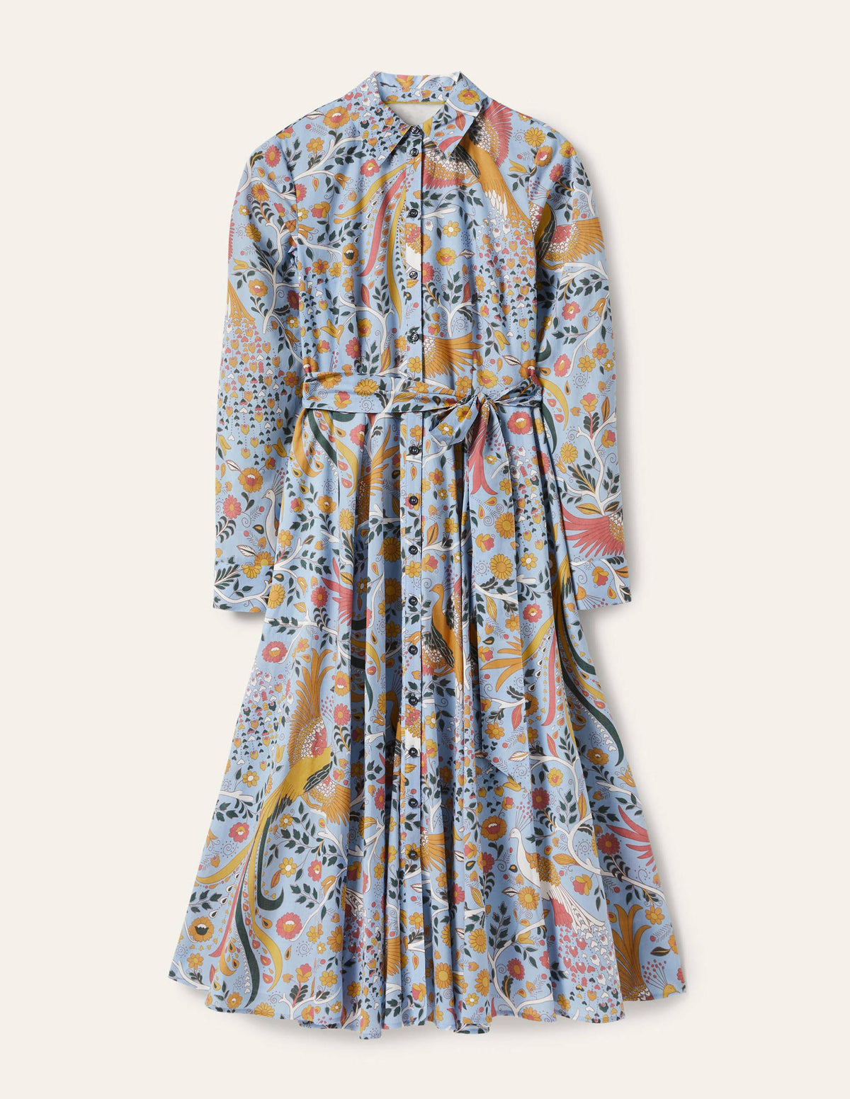 Kitty Midi-Hemdblusenkleid-Graublau, Bezaubernder Pfau - Image 5