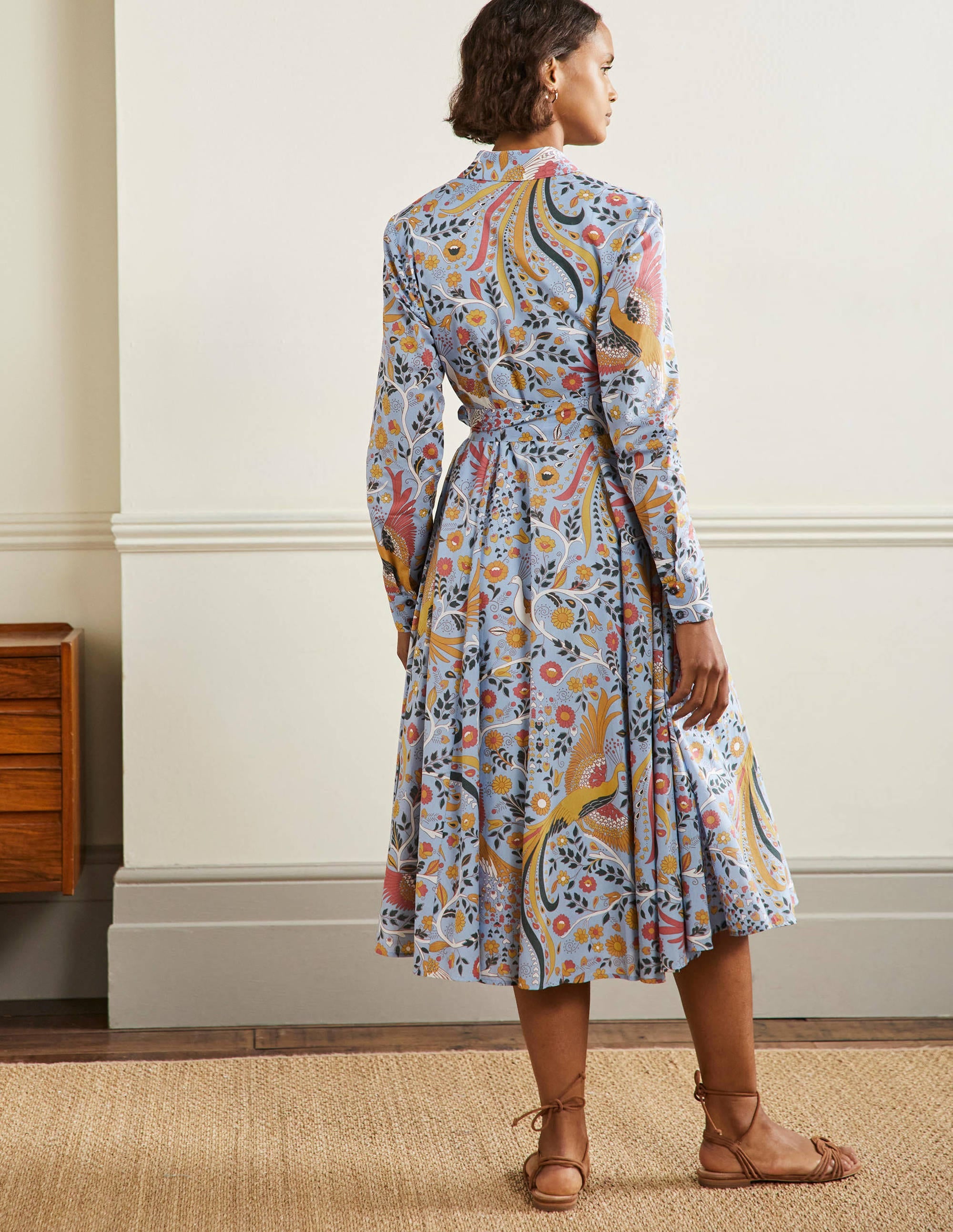 Kitty Midi-Hemdblusenkleid-Graublau, Bezaubernder Pfau - Image 3