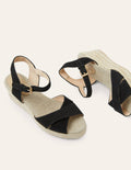Compensées Jasmine façon espadrilles-Noir