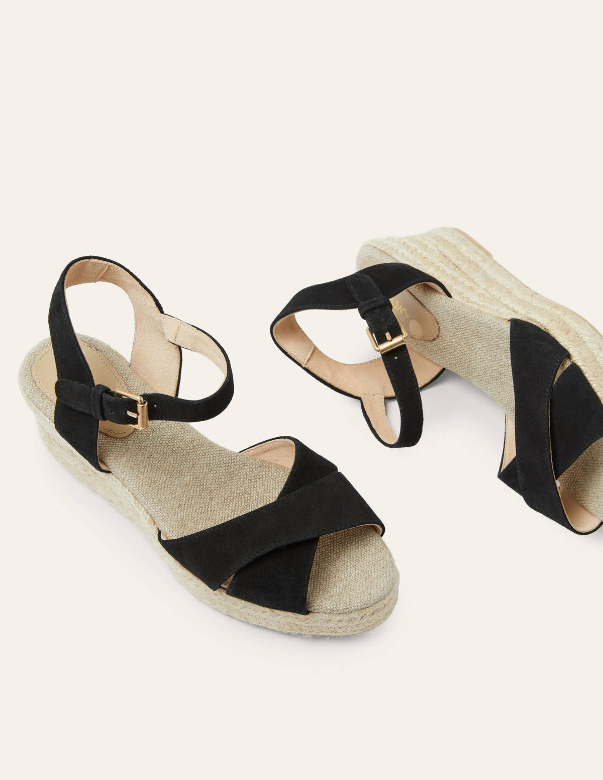 Compensées Jasmine façon espadrilles-Noir - Image 1