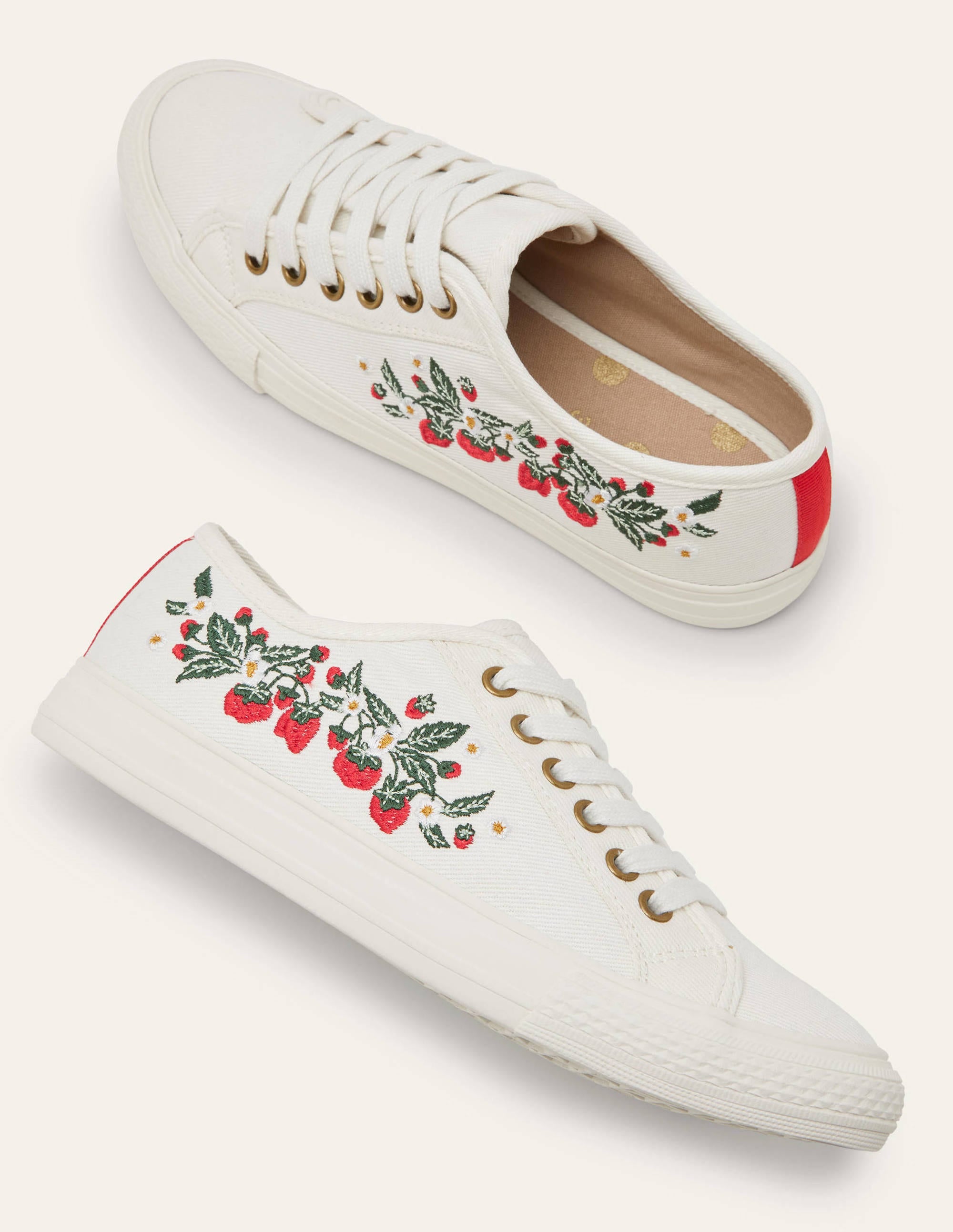 Turnschuhe aus Baumwollleinen-Ecru, Erdbeeren - Image 3