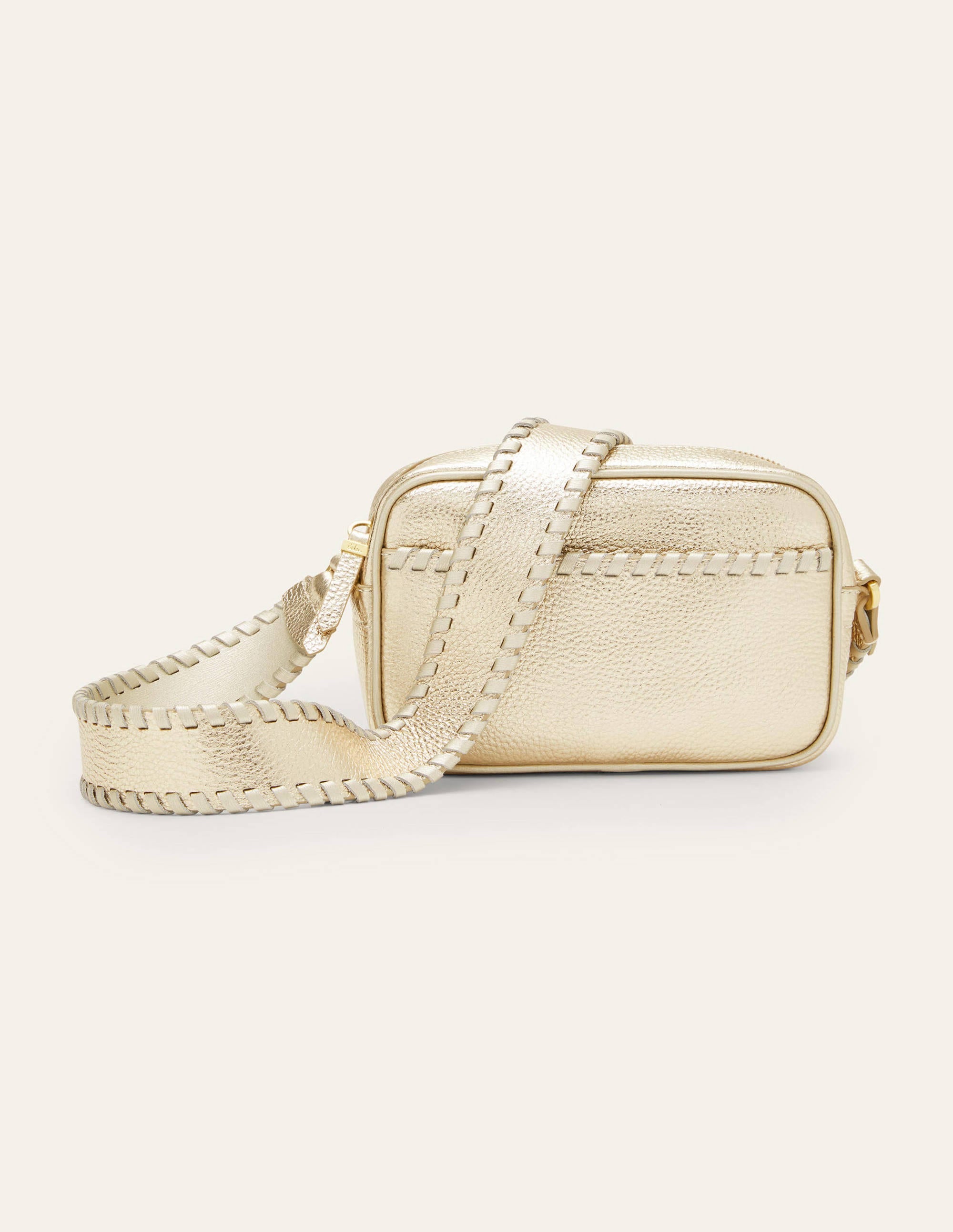 Umhängetasche mit Ziernähten-Blassgold-Metallic - Image 3