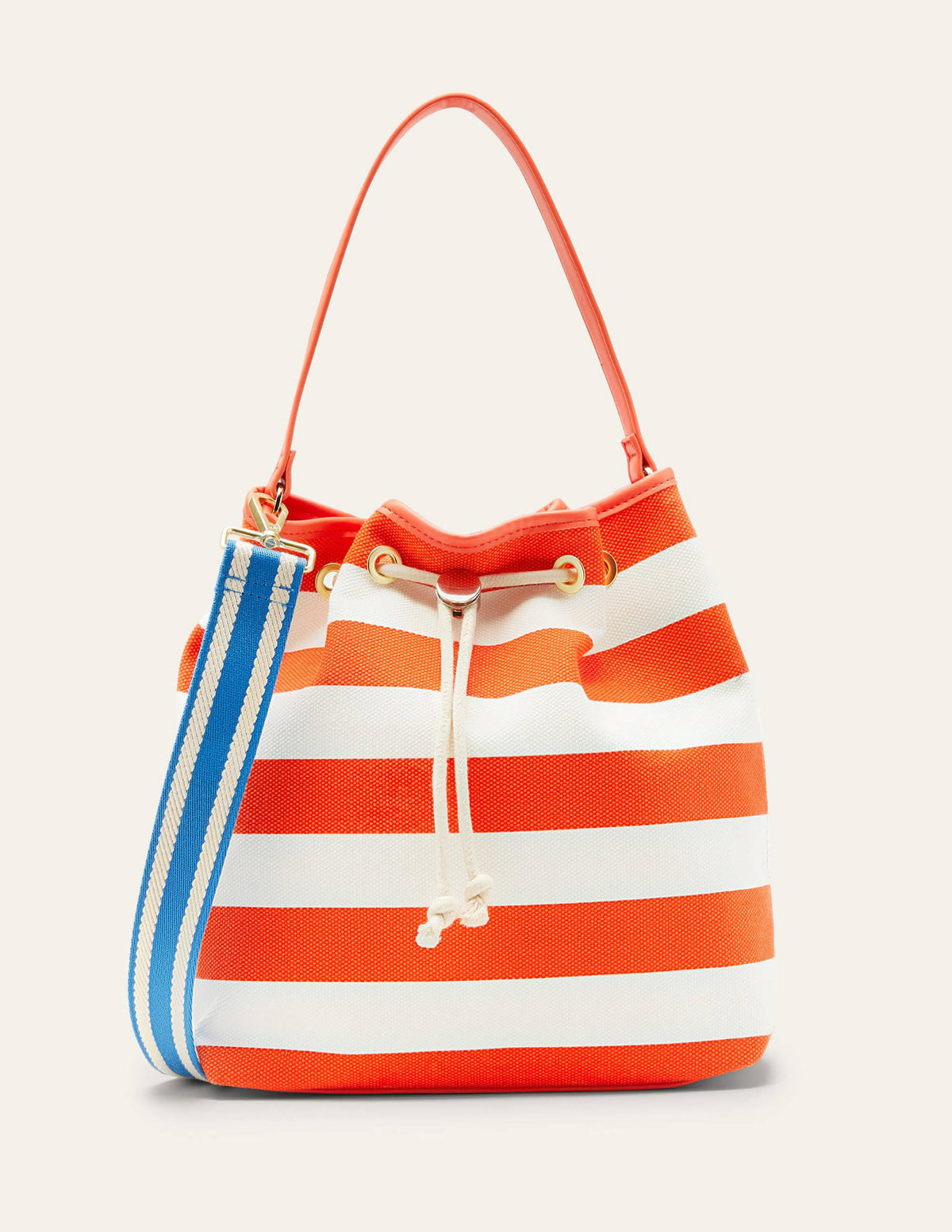 Sac seau en toile avec cordon de serrage-Rouge pétard/bleu littoral - Image 4
