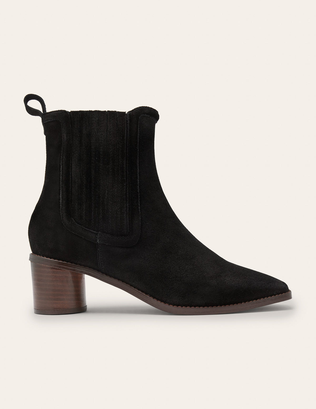 Chelsea-Boots aus Veloursleder mit rundem Absatz-Schwarz-2