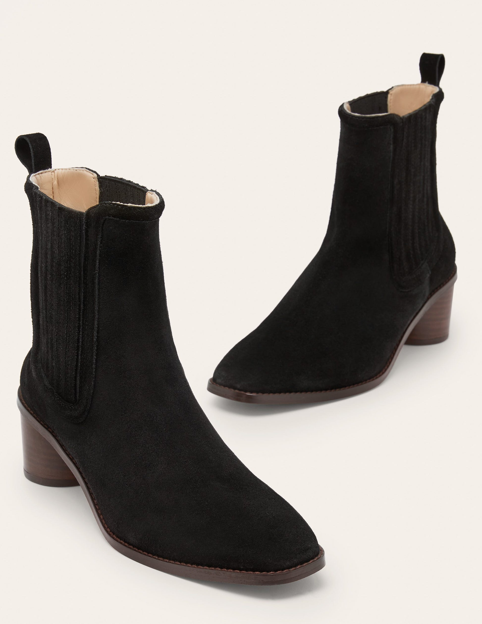 Chelsea-Boots aus Veloursleder mit rundem Absatz-Schwarz-3