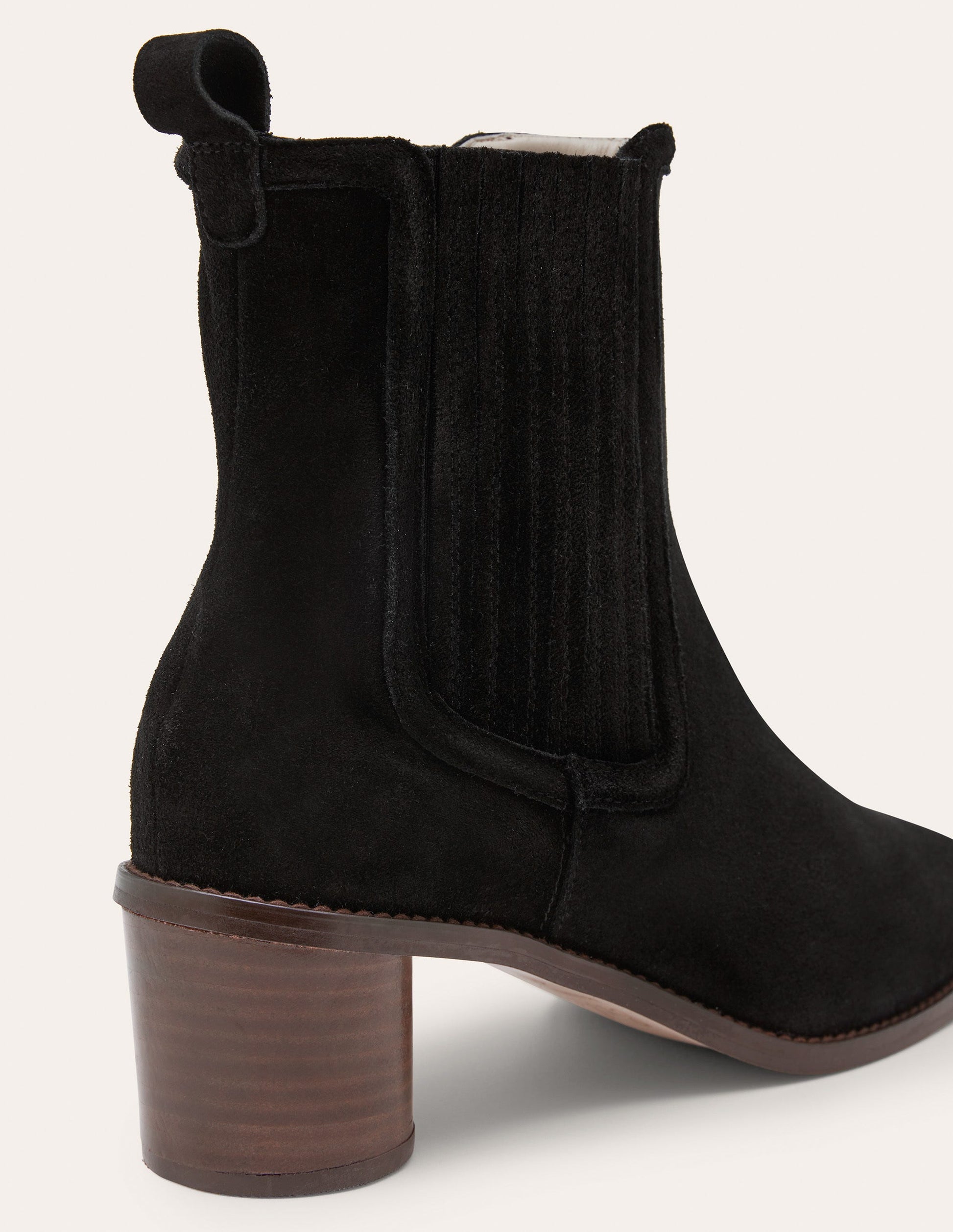Chelsea-Boots aus Veloursleder mit rundem Absatz-Schwarz-4