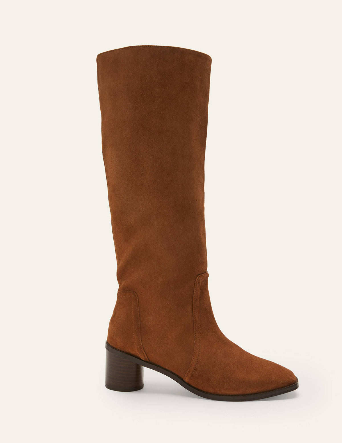 Kniehohe Stiefel aus Veloursleder-Tabakbraun - Image 2