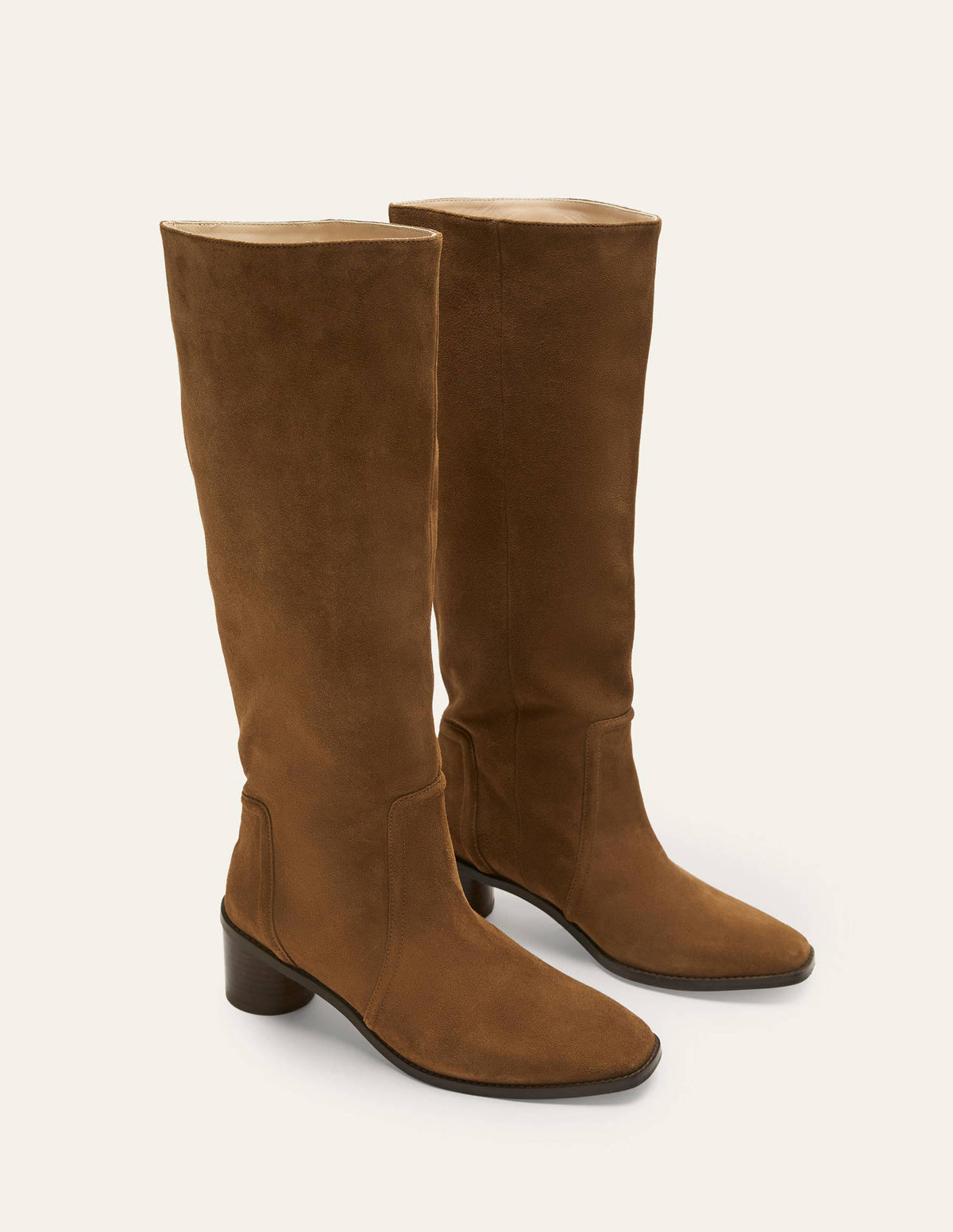 Kniehohe Stiefel aus Veloursleder-Tabakbraun - Image 3