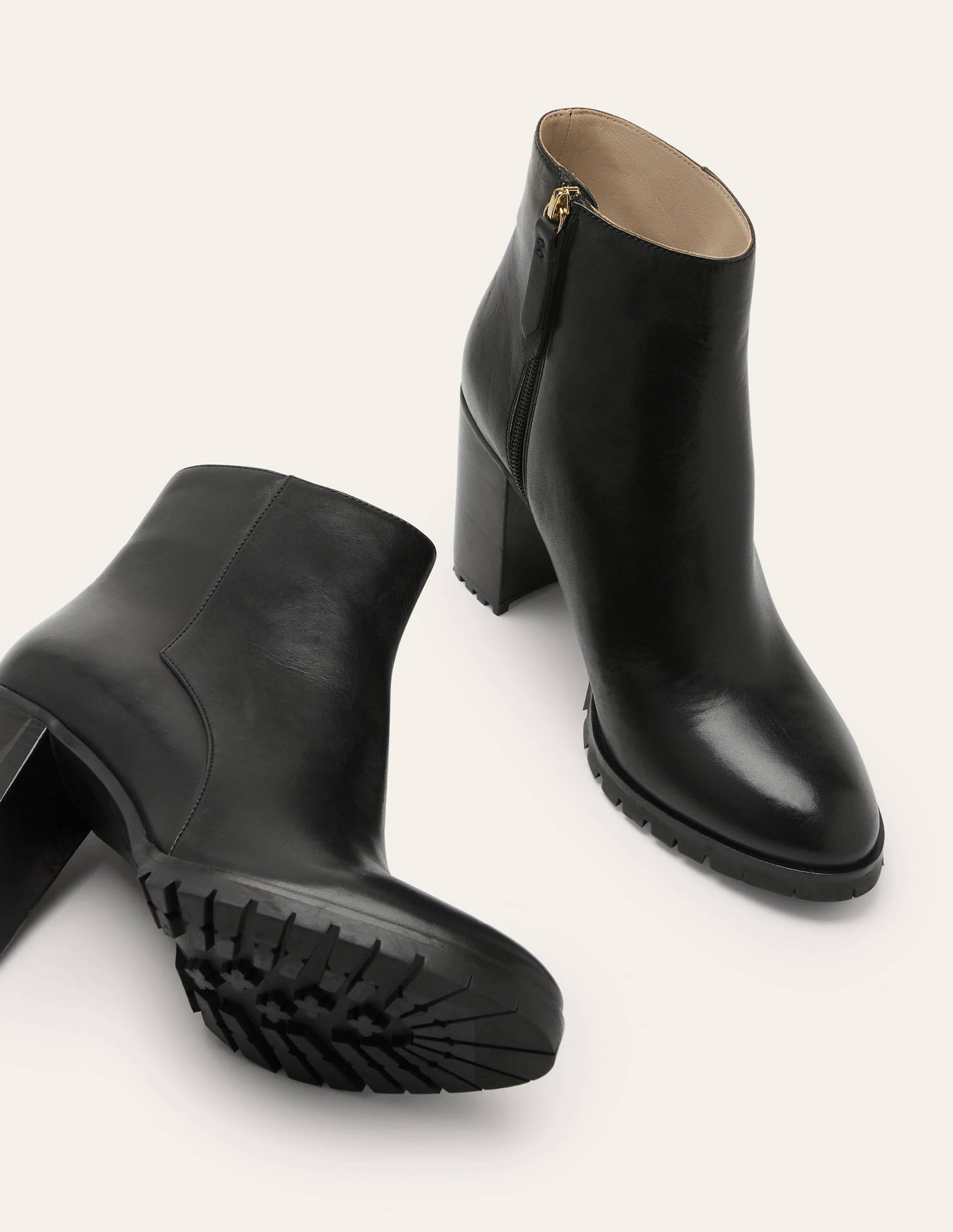 Bottines à talons en cuir-Noir - Image 3