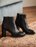 Bottines à talons en cuir-Noir