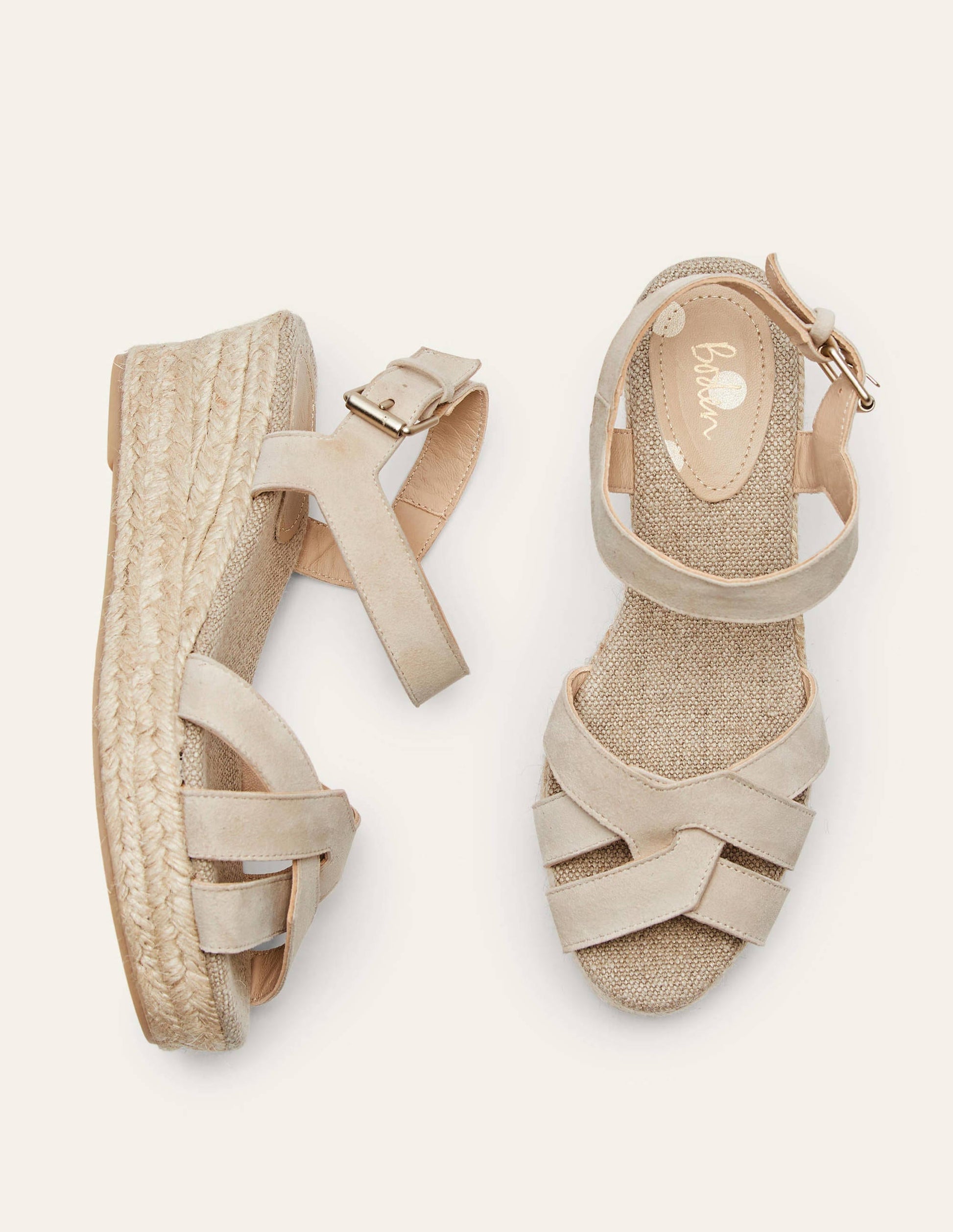 Geometrische Espadrilles mit Keilabsatz-Hellbeige-4