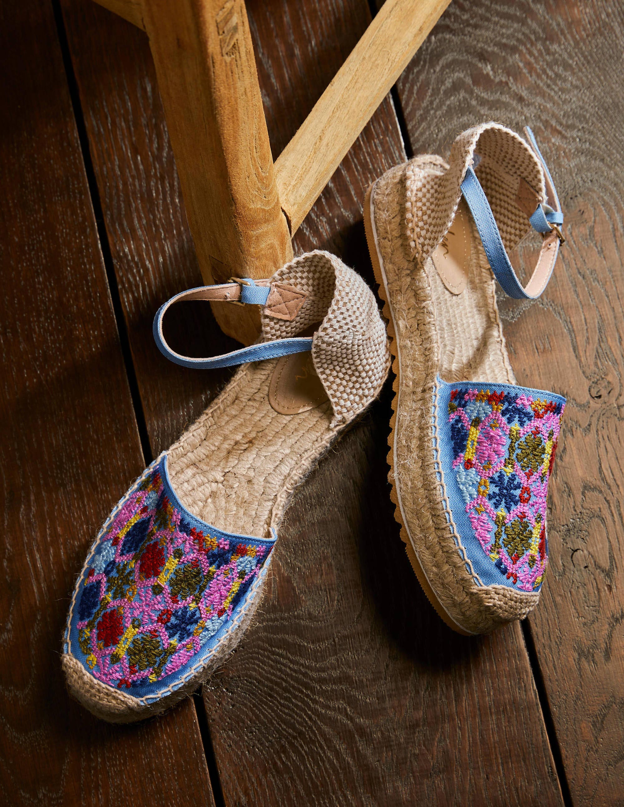 Plateau-Espadrilles-Faux-Uni, Stickerei - Image 1