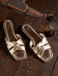 Geometrische flache Slipper-Blassgold-Metallic
