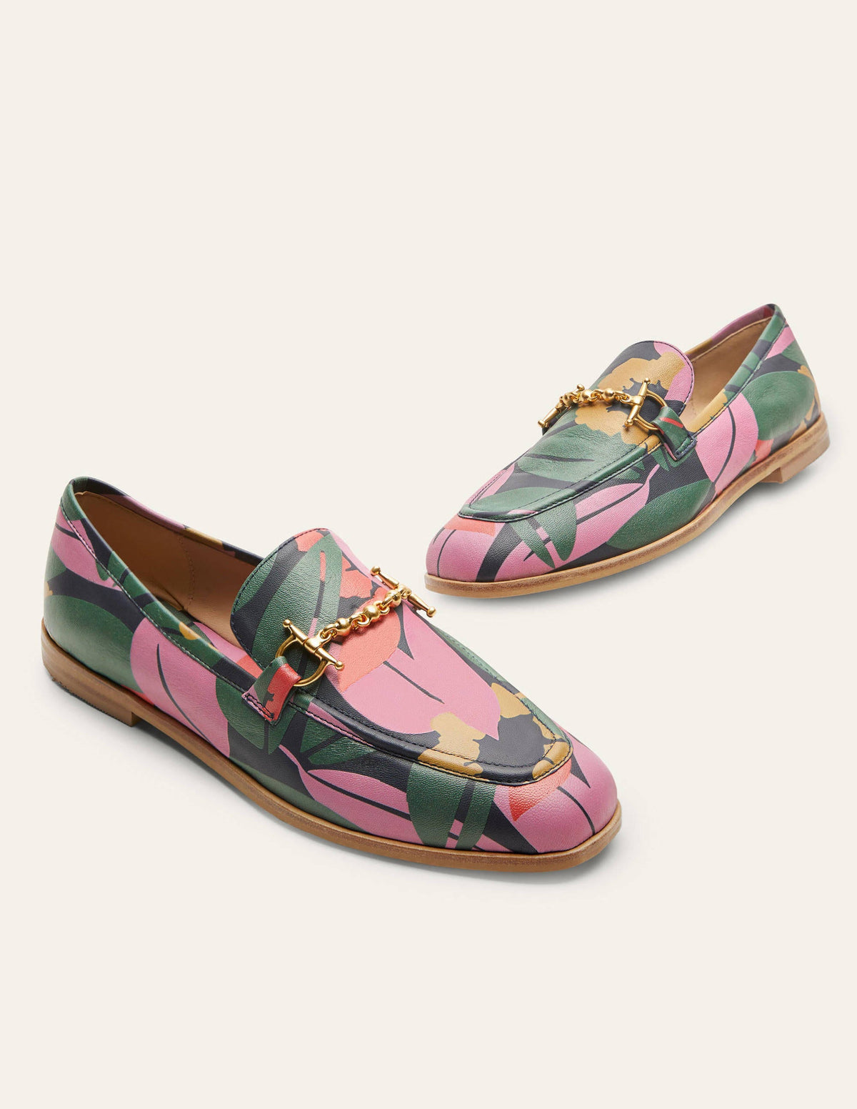 Loafer aus Leder mit Trensen-Navy, Abstrakte Blumen - Image 3