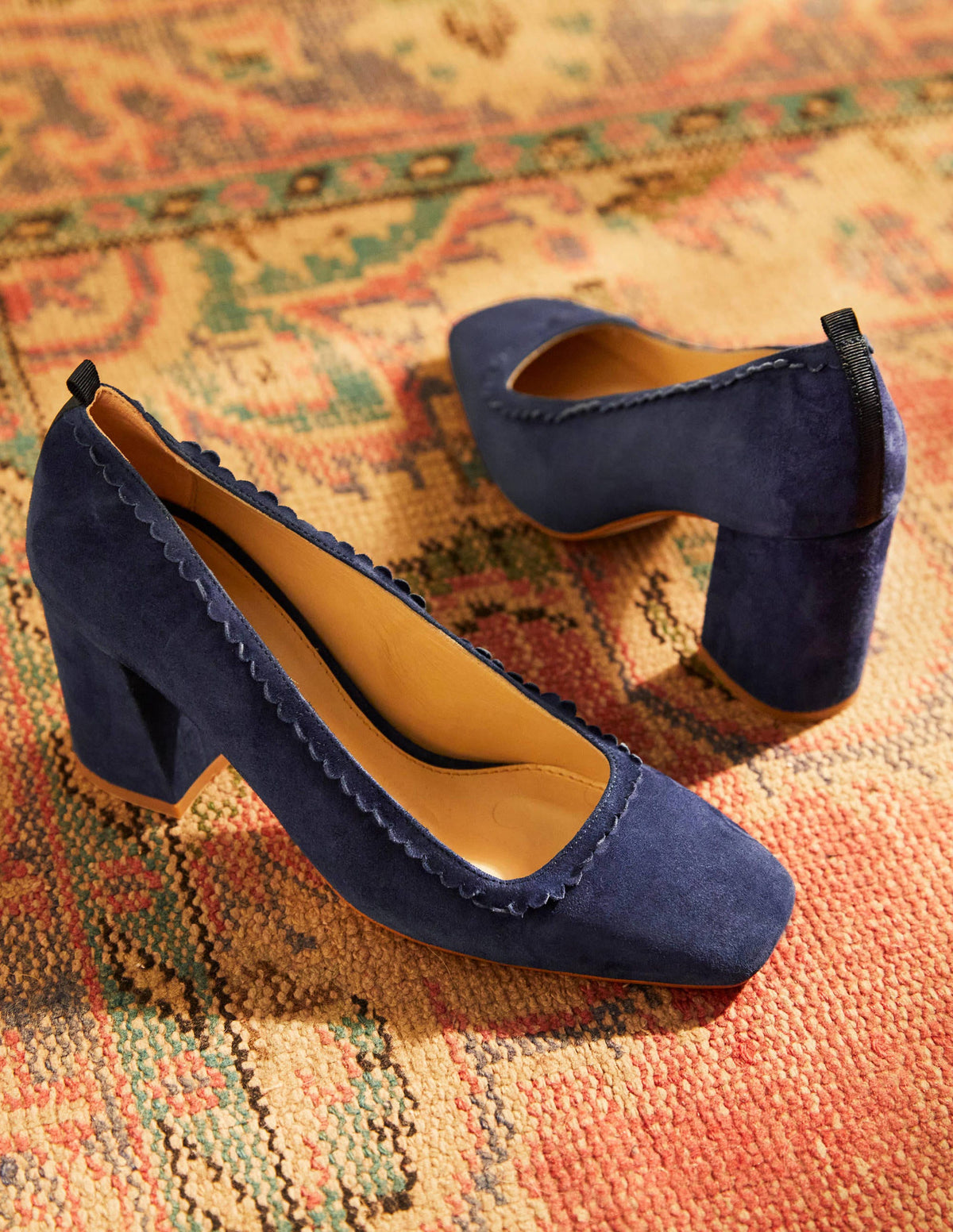 Escarpins festonnés-Bleu marine - Image 1
