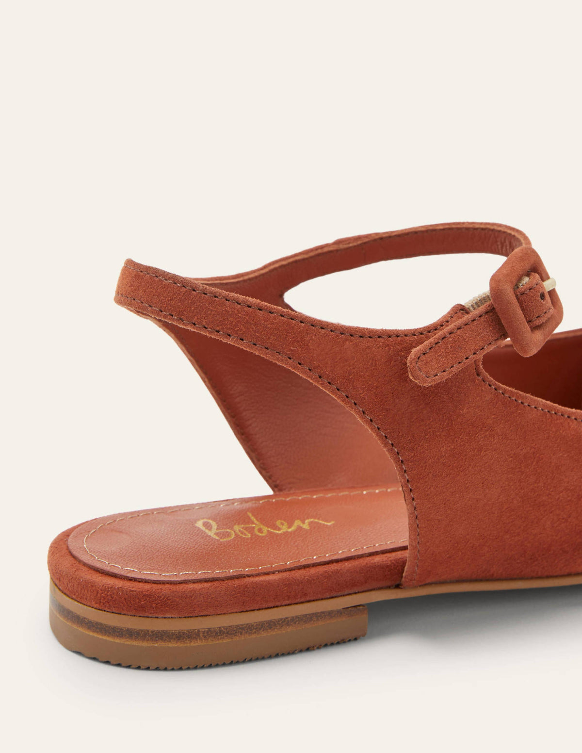 Ballerinas mit Riemchen und eckiger Zehenpartie-Kupferrot, Veloursleder-3